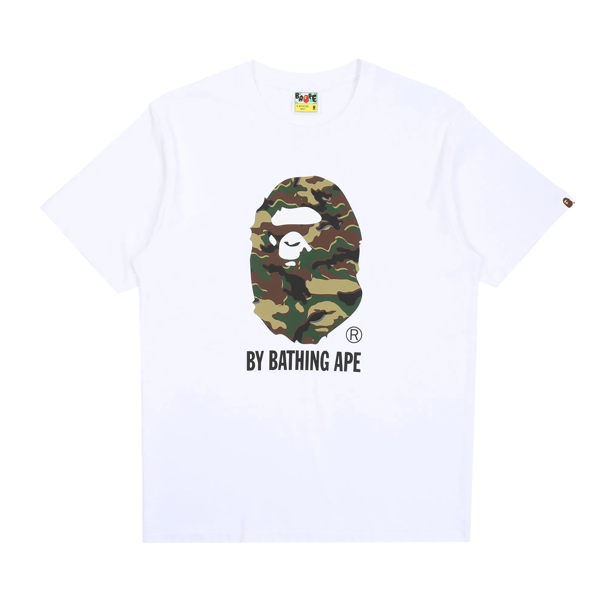 BAPE Glitch Woodland Camo Ape T-Shirt - White