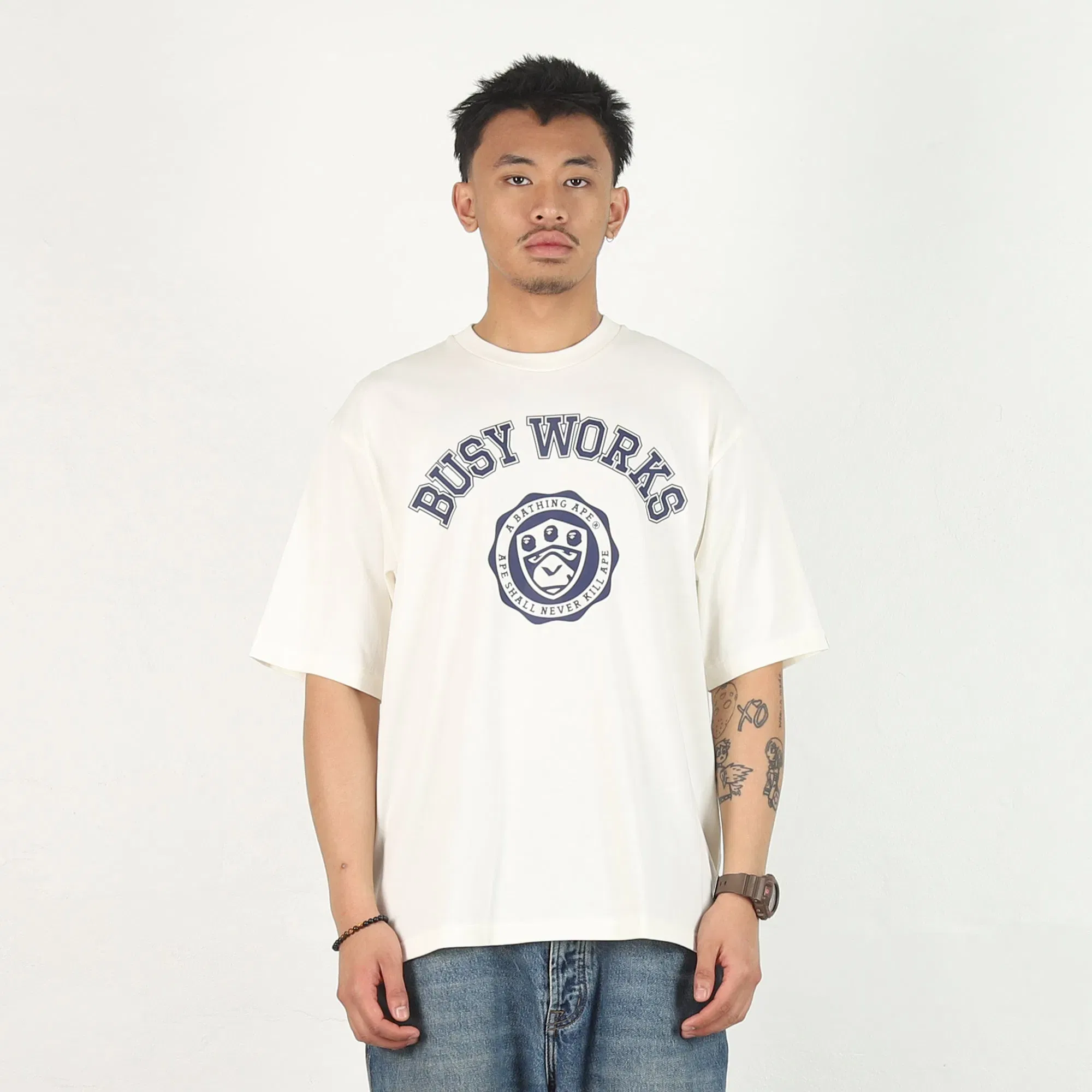BAPE Busy Works College Relaxed T-Shirt - Ivory