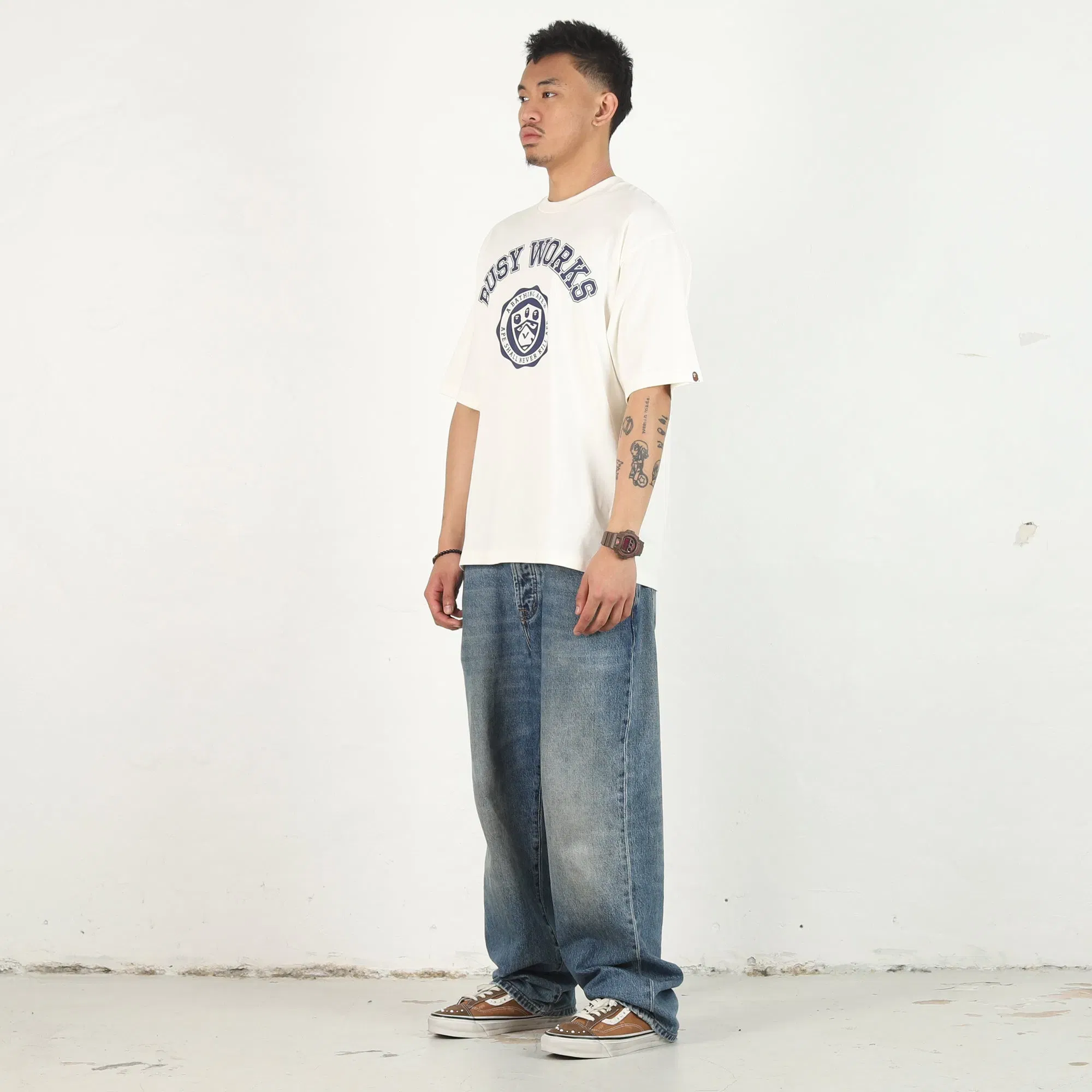 BAPE Busy Works College Relaxed T-Shirt - Ivory