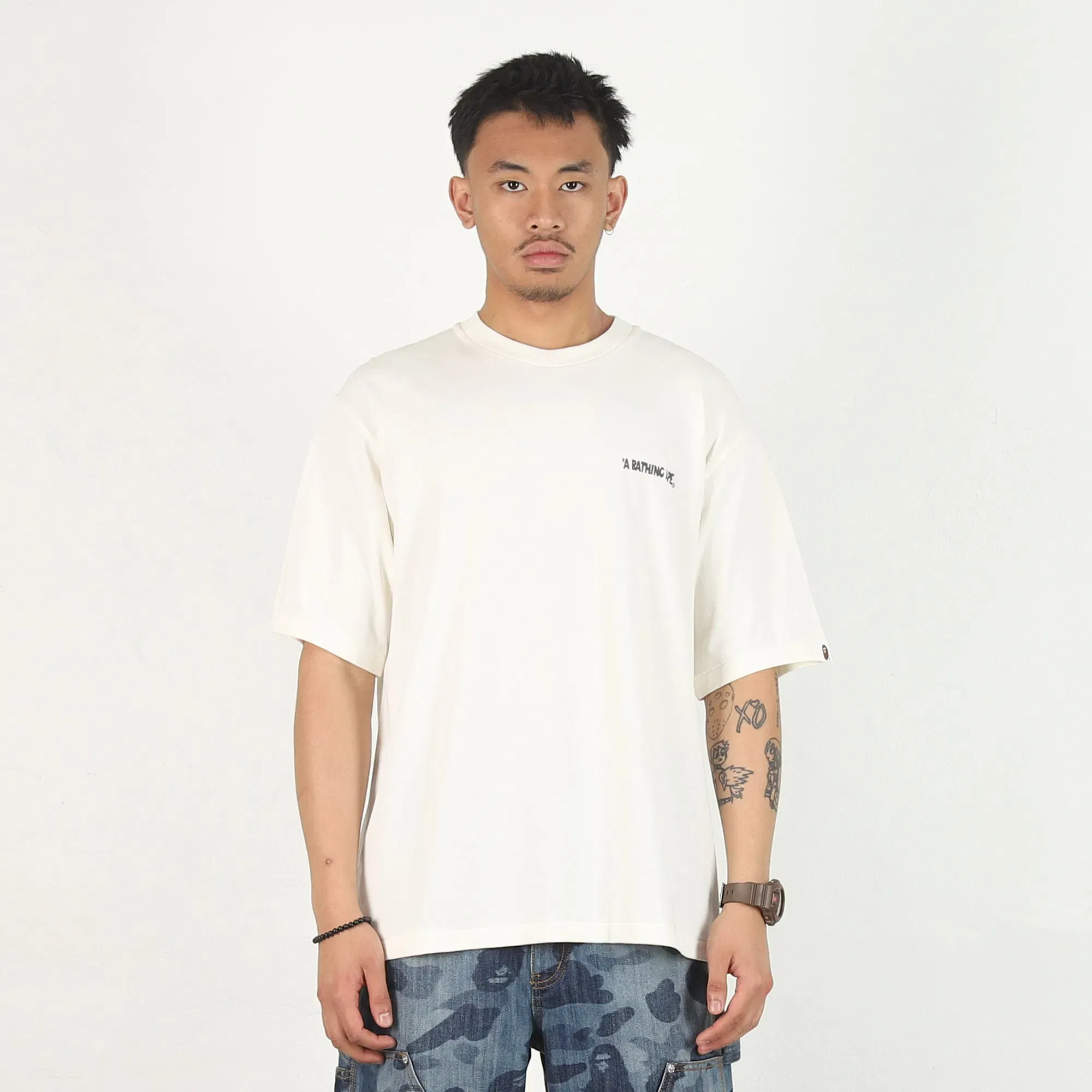 BAPE Shark Shijin Bathing Ape Logo T-Shirt - Ivory