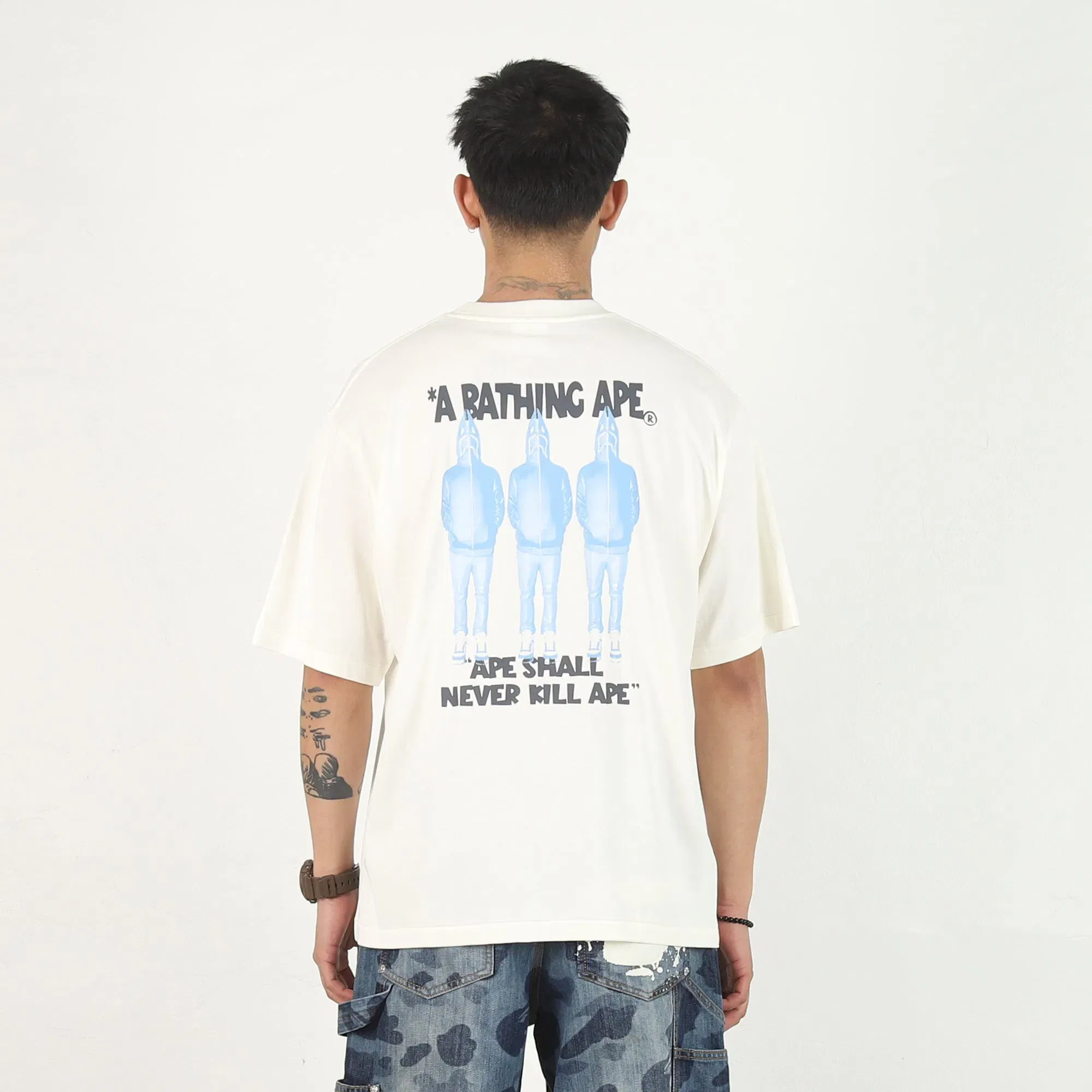 BAPE Shark Shijin Bathing Ape Logo T-Shirt - Ivory