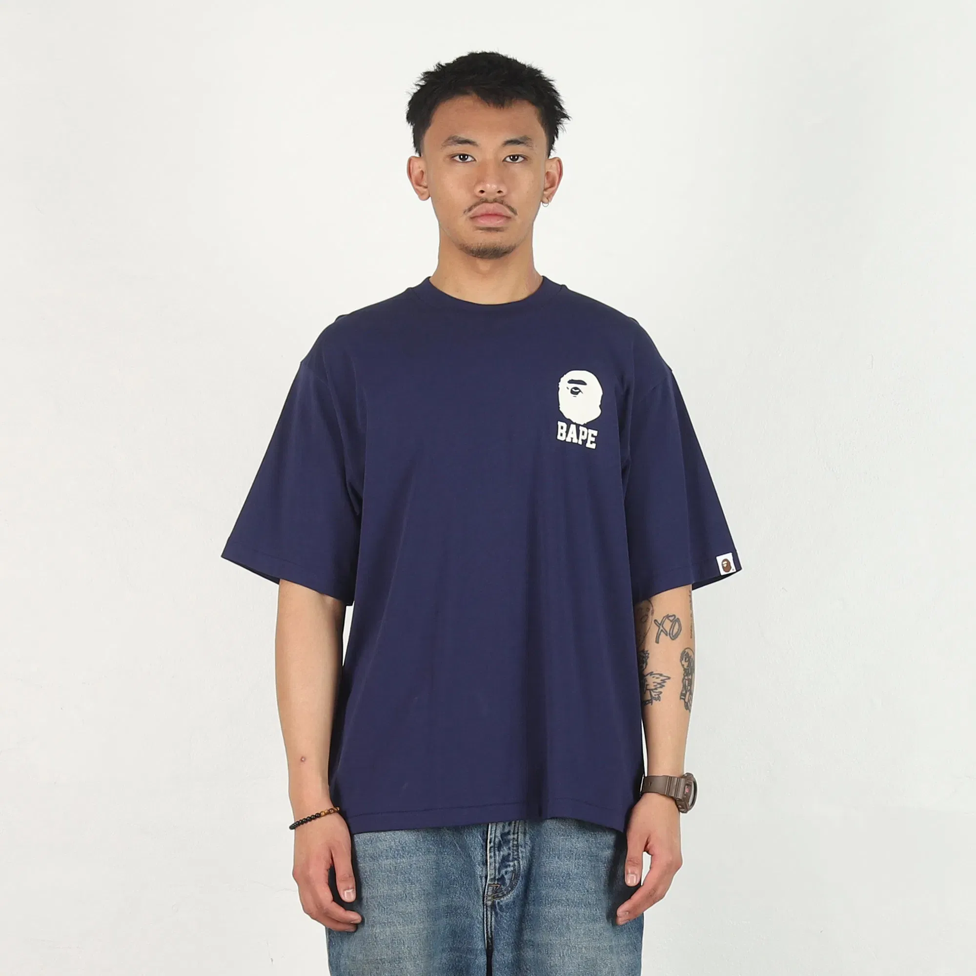 BAPE Lukewarm Water Logo Relaxed T-Shirt - Navy