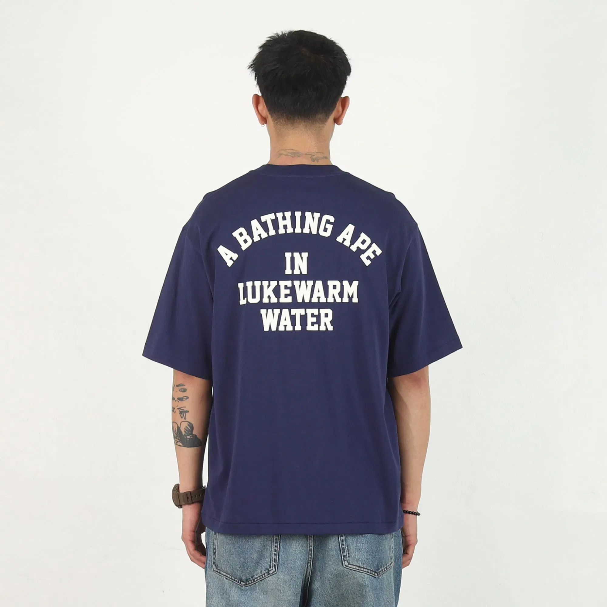 BAPE Lukewarm Water Logo Relaxed T-Shirt - Navy