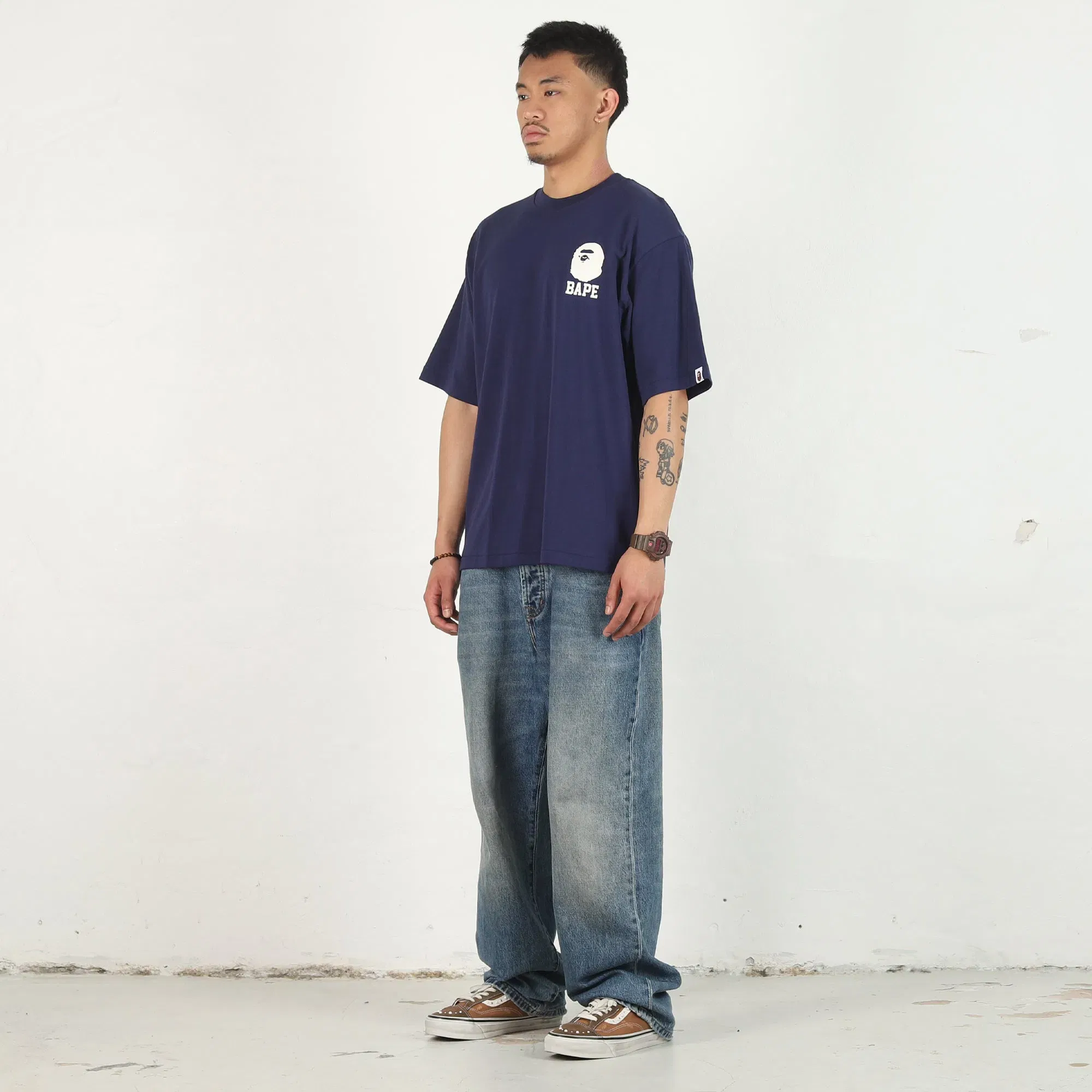 BAPE Lukewarm Water Logo Relaxed T-Shirt - Navy
