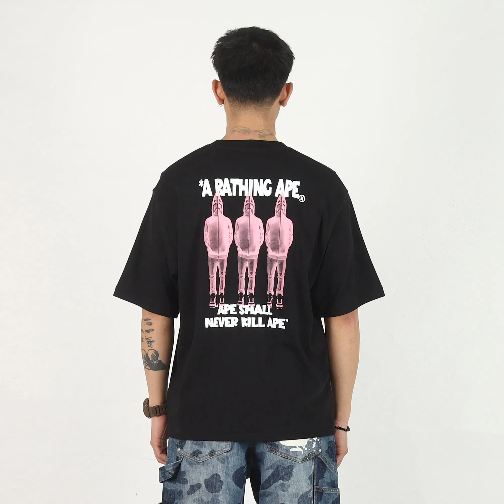 BAPE Shark Shijin Bathing Ape Logo T-Shirt - Black