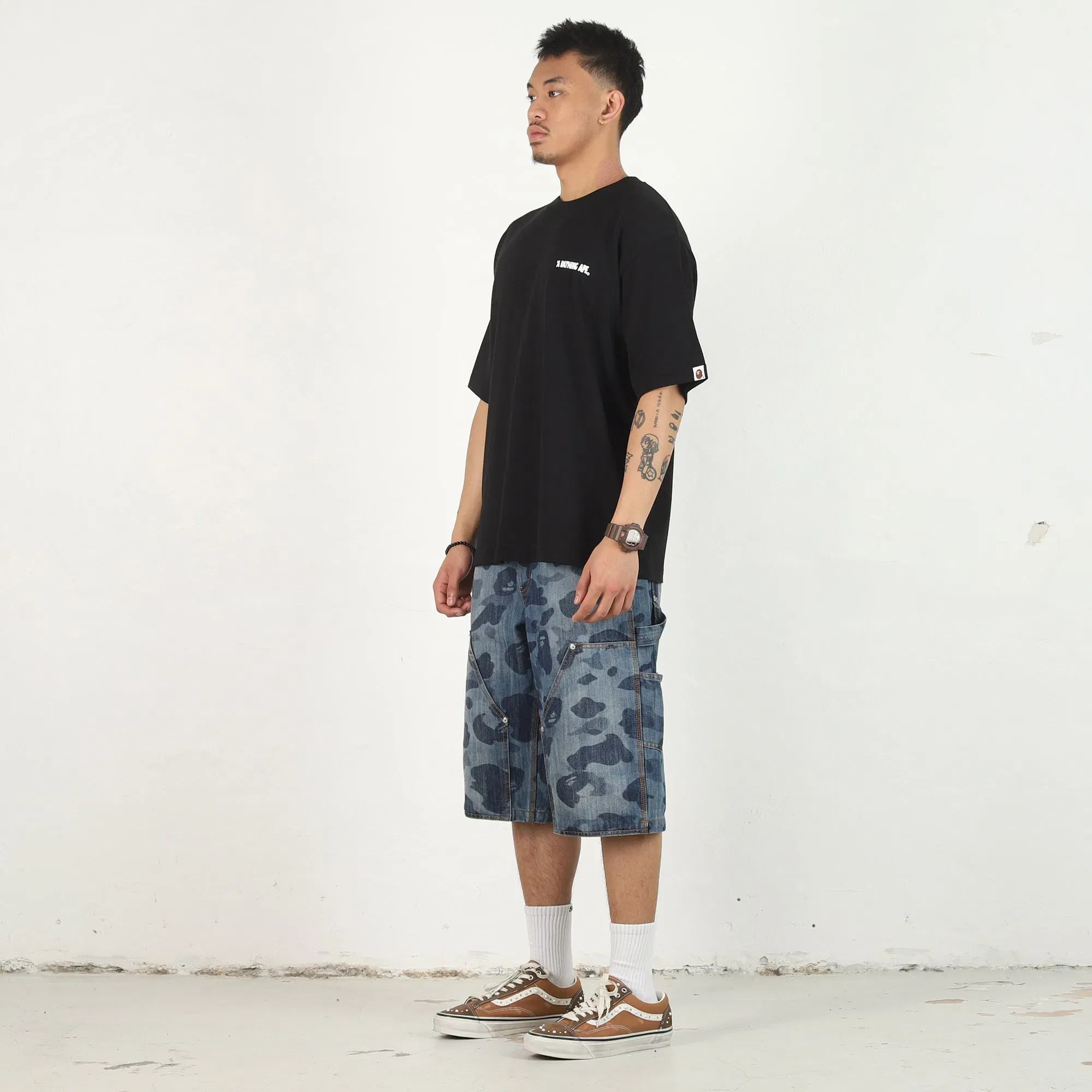BAPE Shark Shijin Bathing Ape Logo T-Shirt - Black