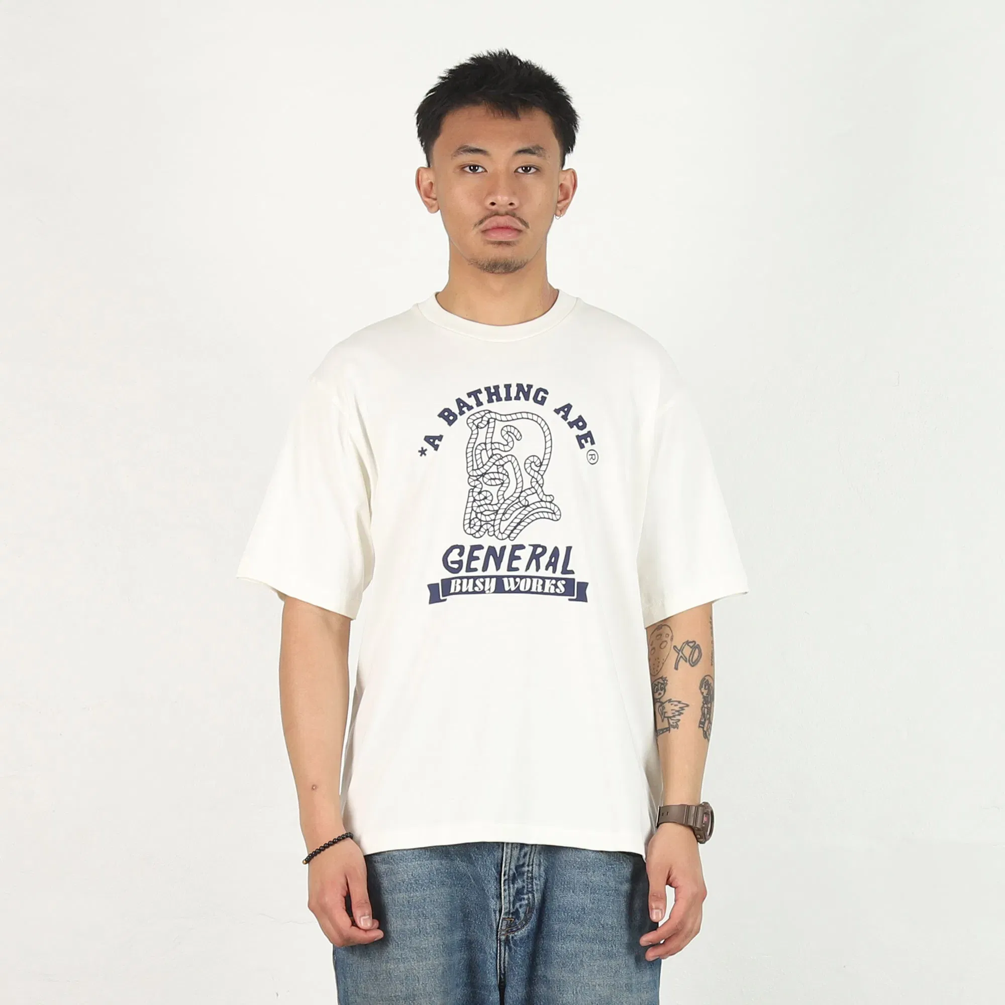 BAPE Ape General College Relaxed T-Shirt - Ivory