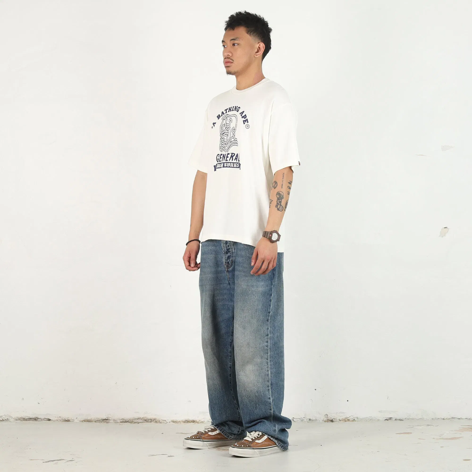 BAPE Ape General College Relaxed T-Shirt - Ivory