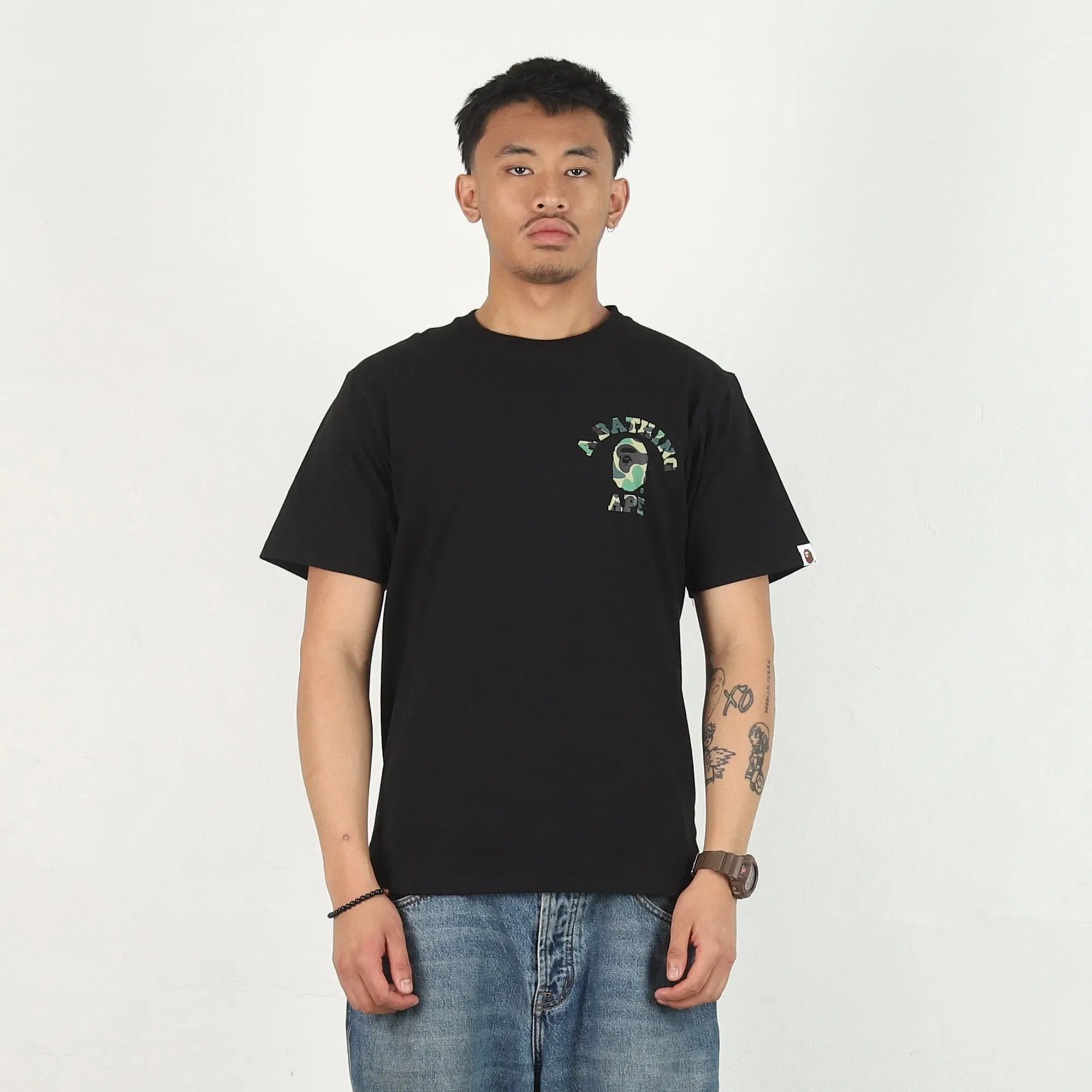 BAPE ABC Camo College Ats T-Shirt - Black/Green