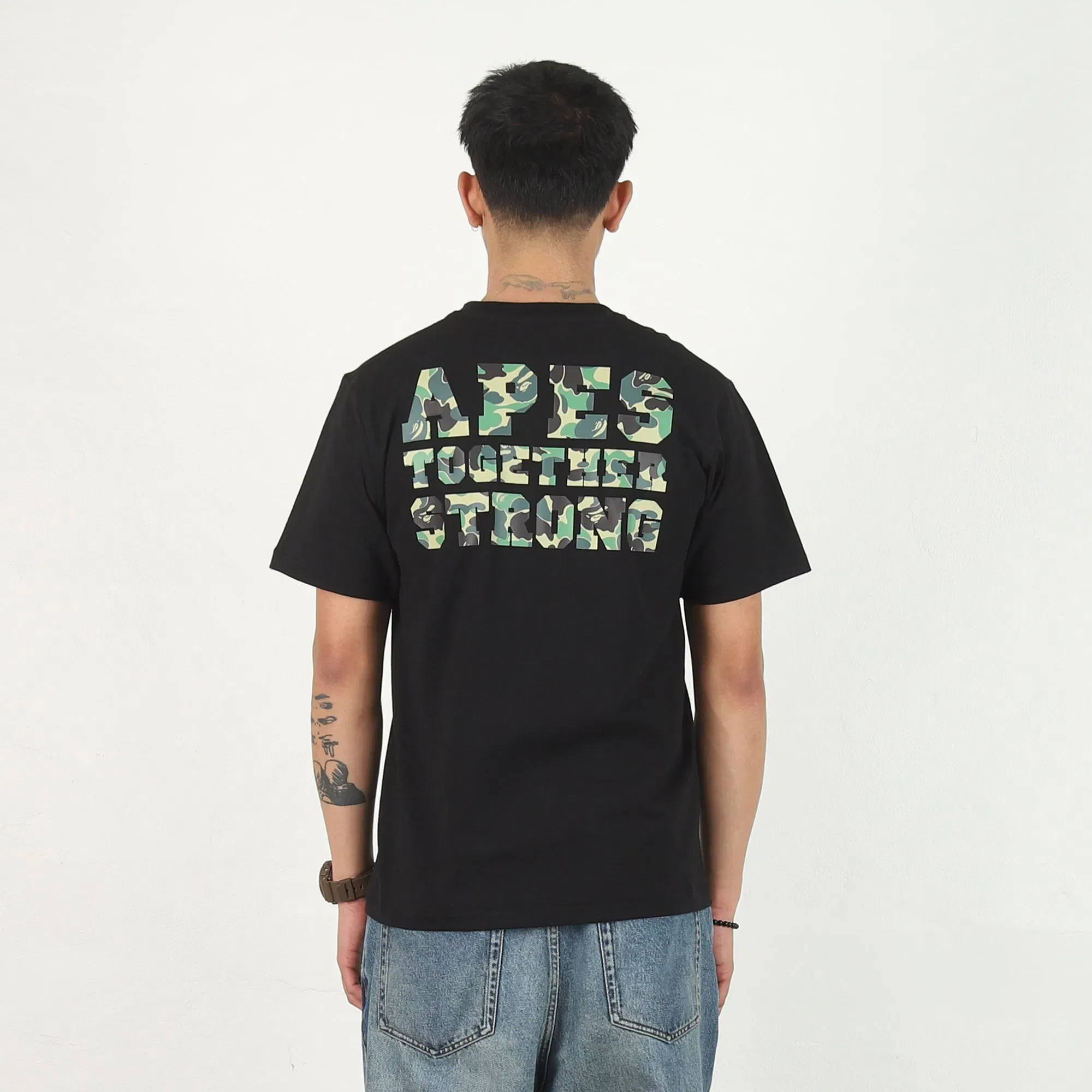 BAPE ABC Camo College Ats T-Shirt - Black/Green