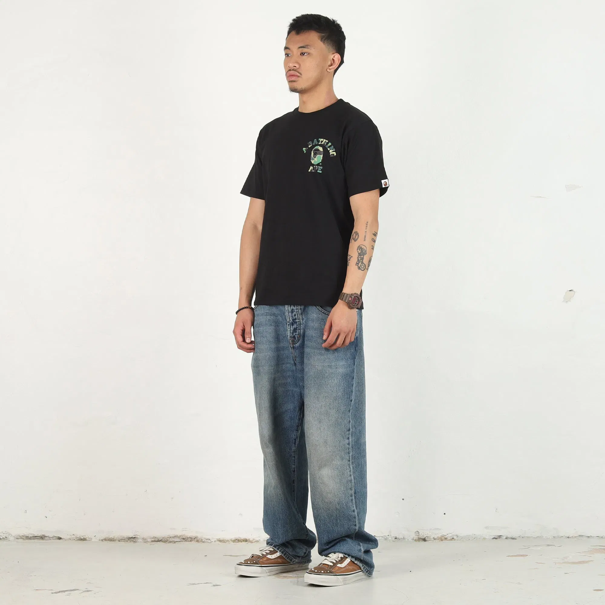 BAPE ABC Camo College Ats T-Shirt - Black/Green