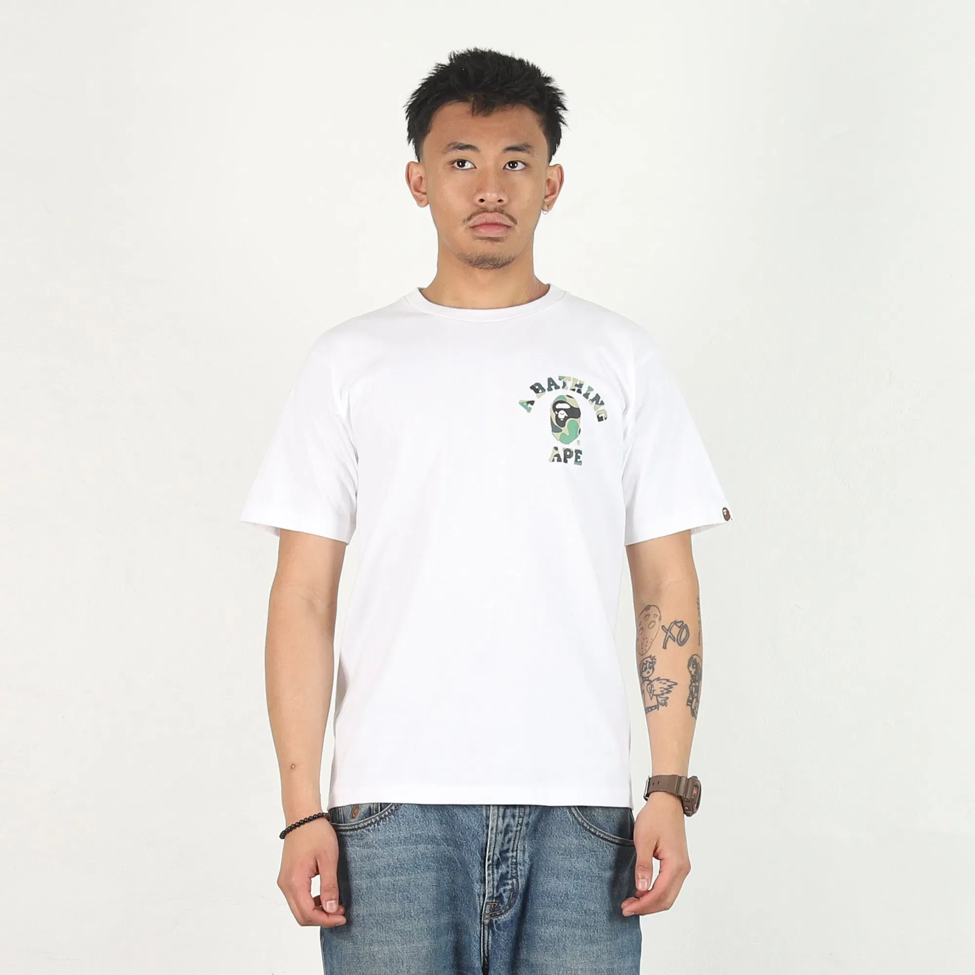 BAPE ABC Camo College Ats T-Shirt - White/Green