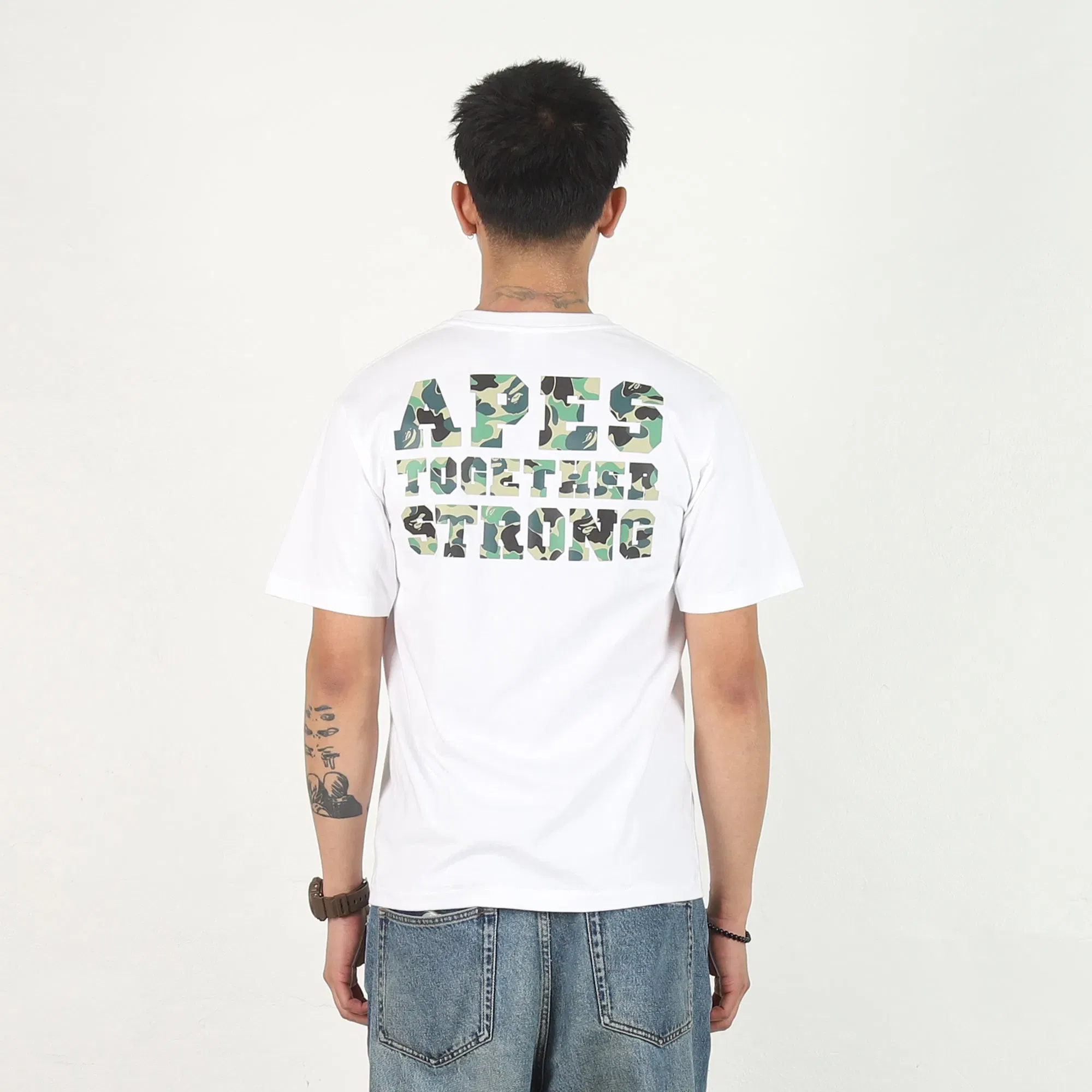 BAPE ABC Camo College Ats T-Shirt - White/Green