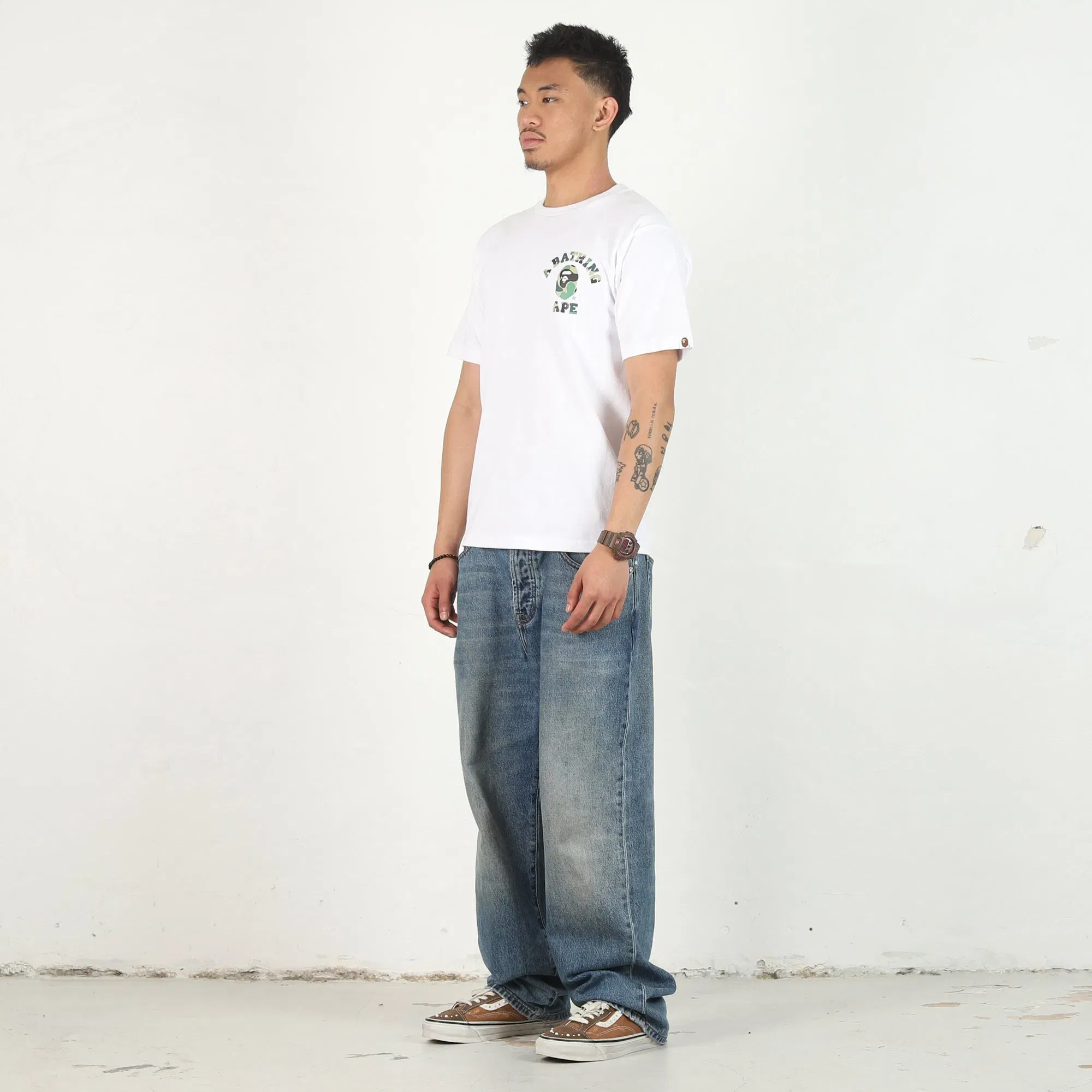 BAPE ABC Camo College Ats T-Shirt - White/Green