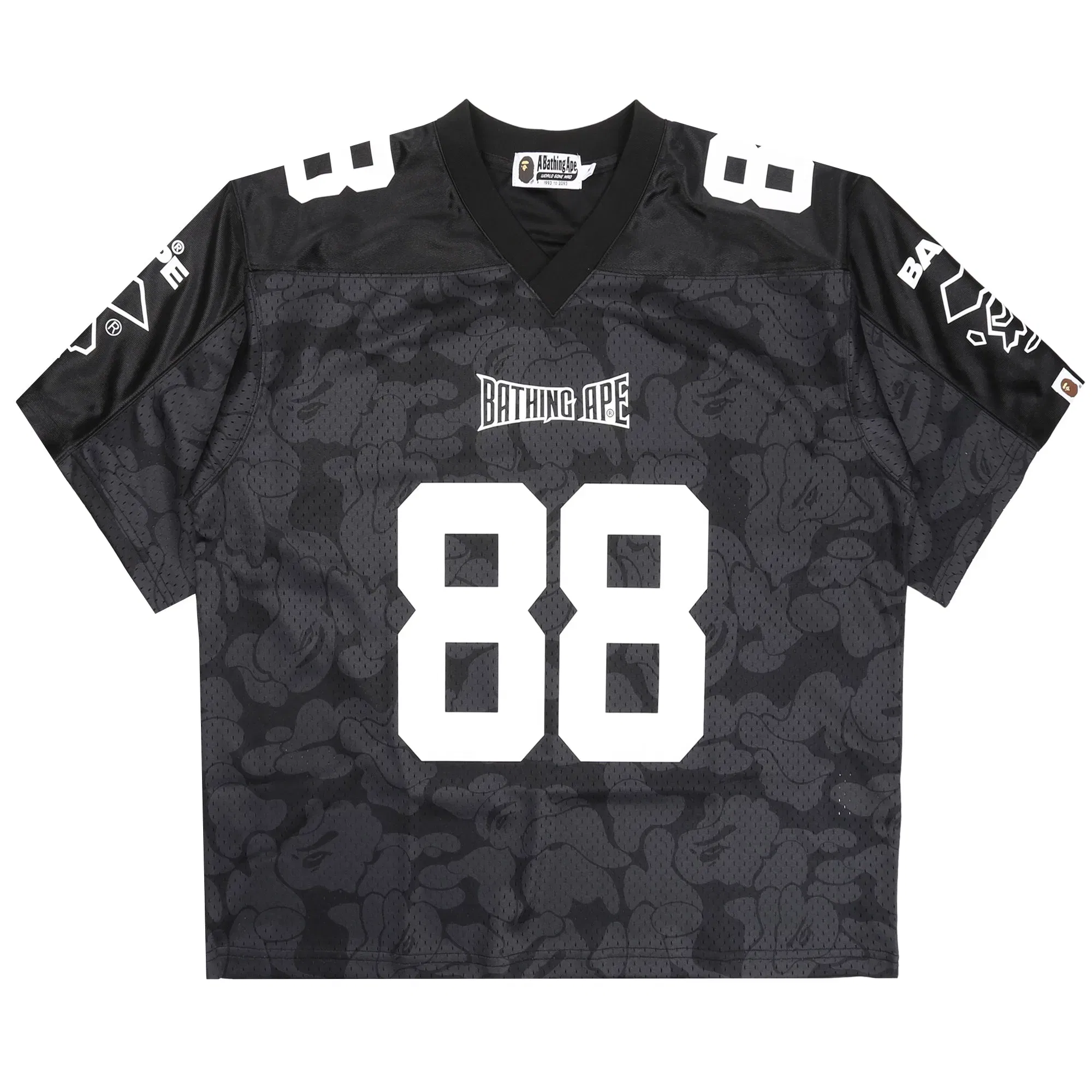 BAPE Solid Camo Logo Football Jersey T-Shirt - Black