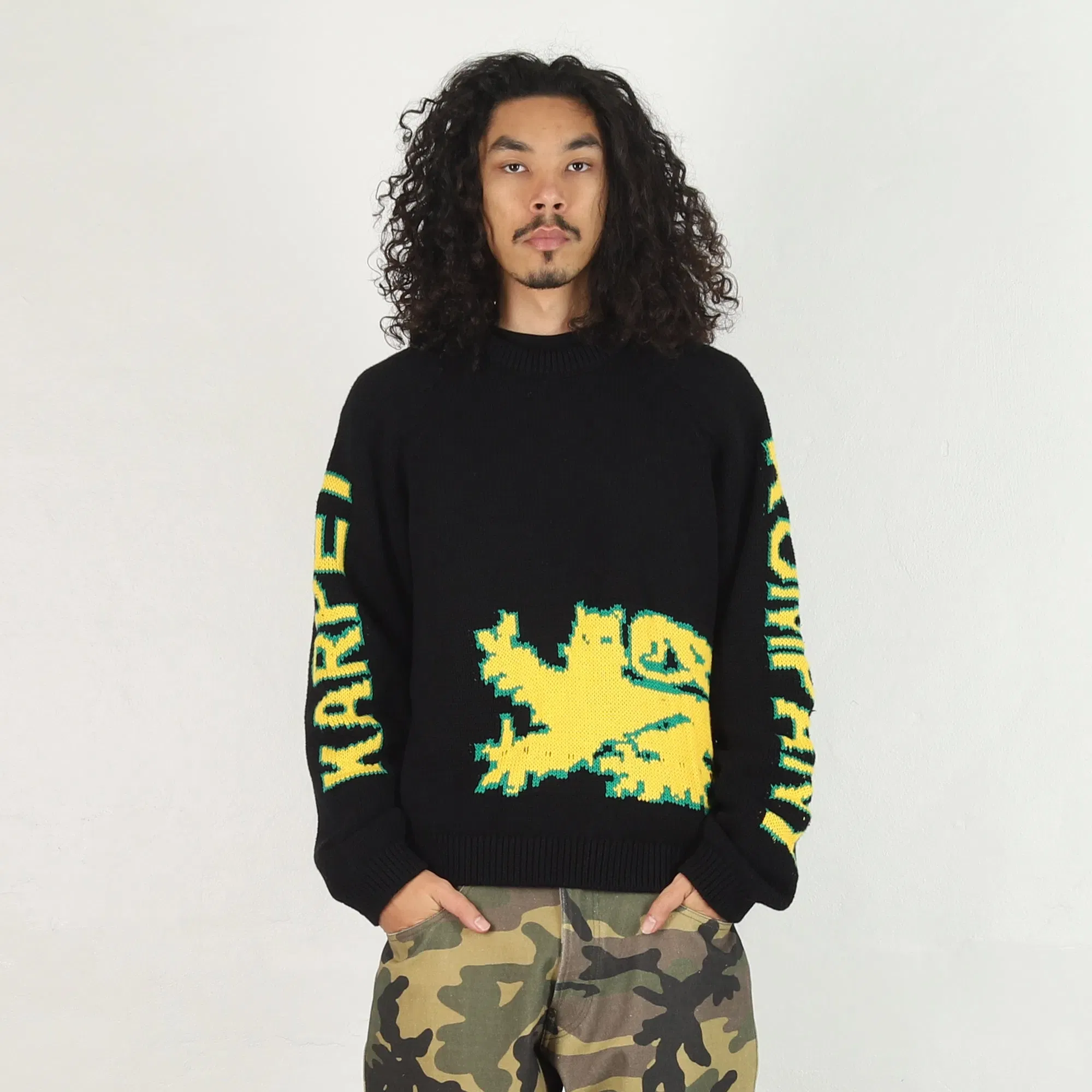 Carpet Lion Woven Sweater - Black