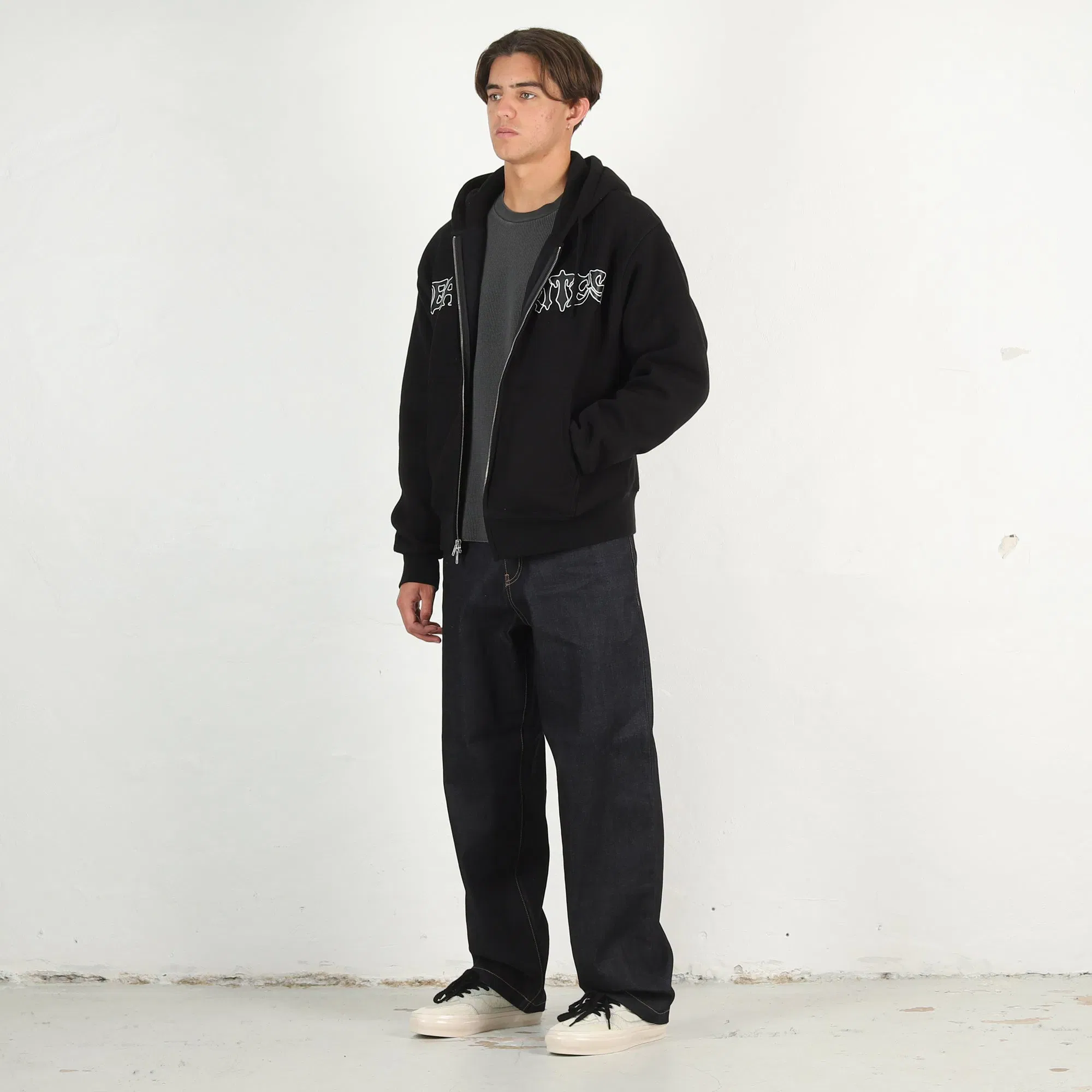 Death Rites Script Zip Hooded Sweater - Black