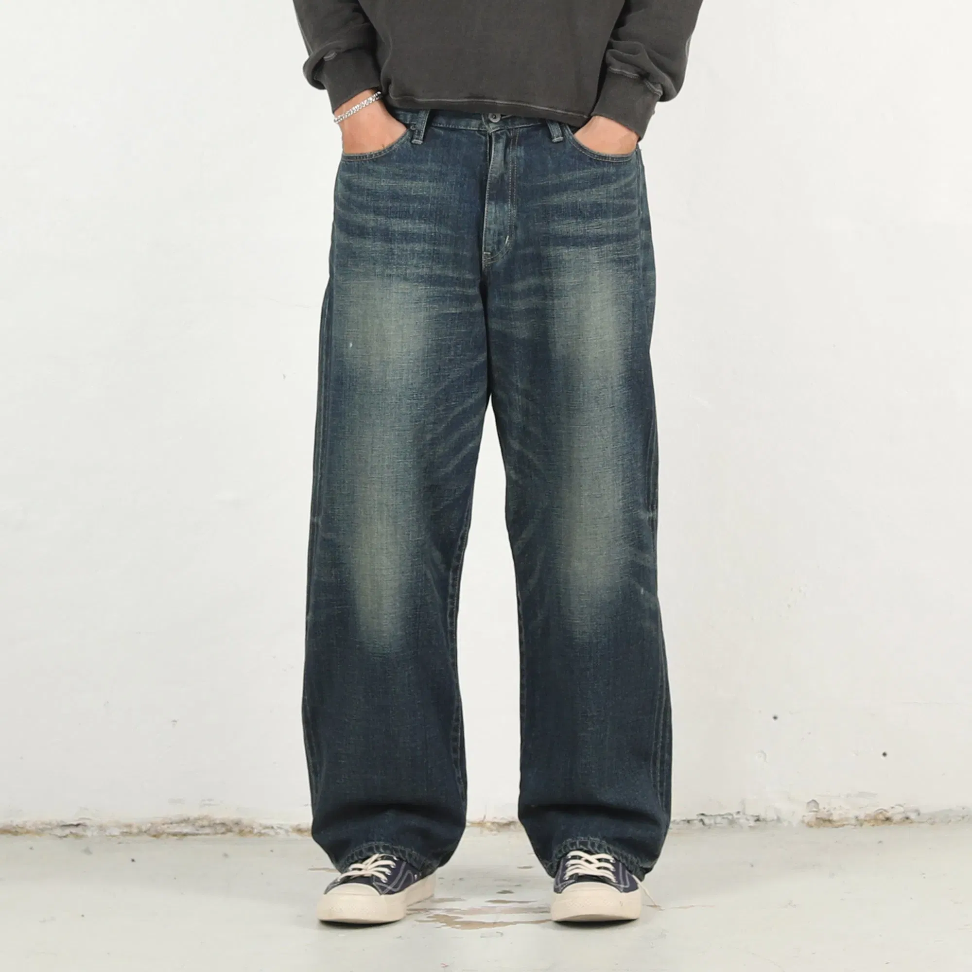 Neighborhood Washed Denim DP Wide Pants - Indigo