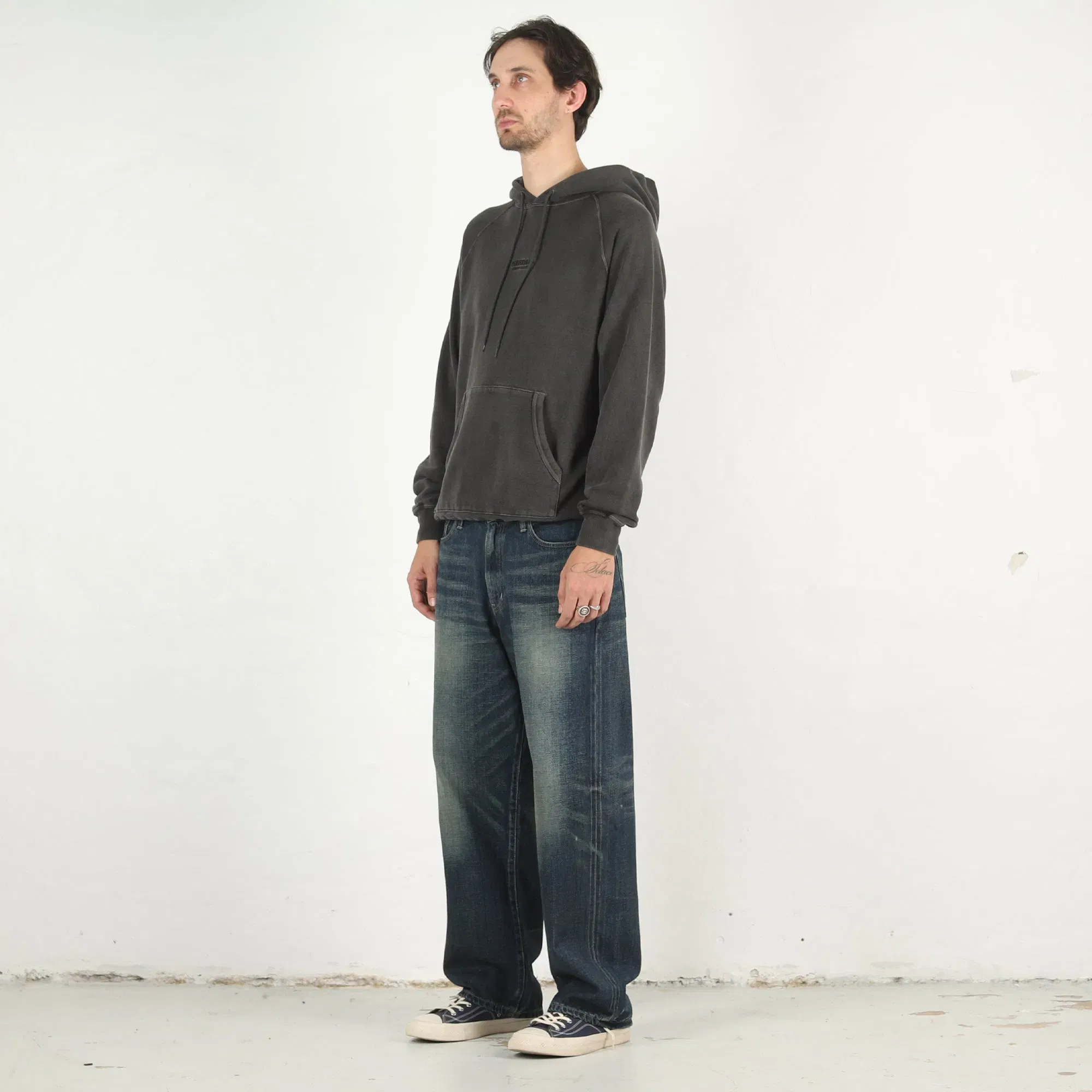 Neighborhood Pigment Dyed LS Sweat Hoodie - Black