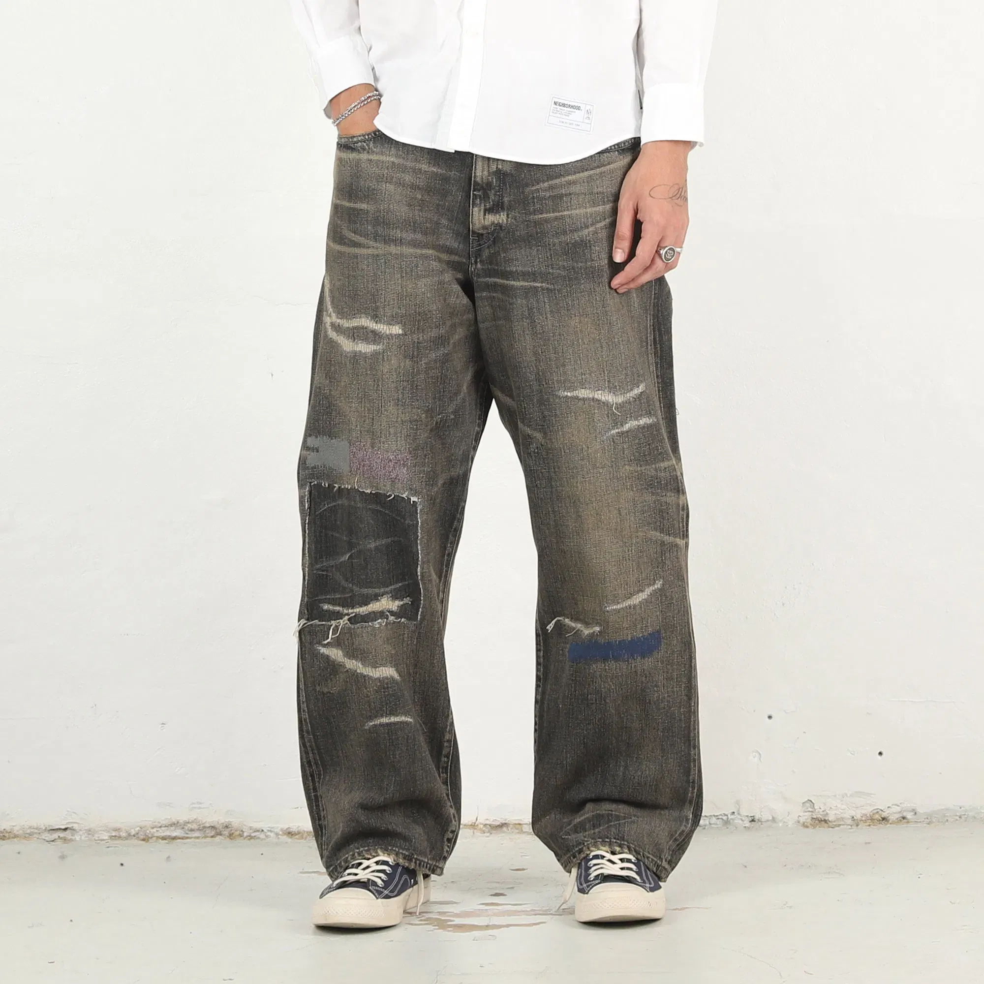 Neighborhood Savage Denim DP Wide Pants - Black