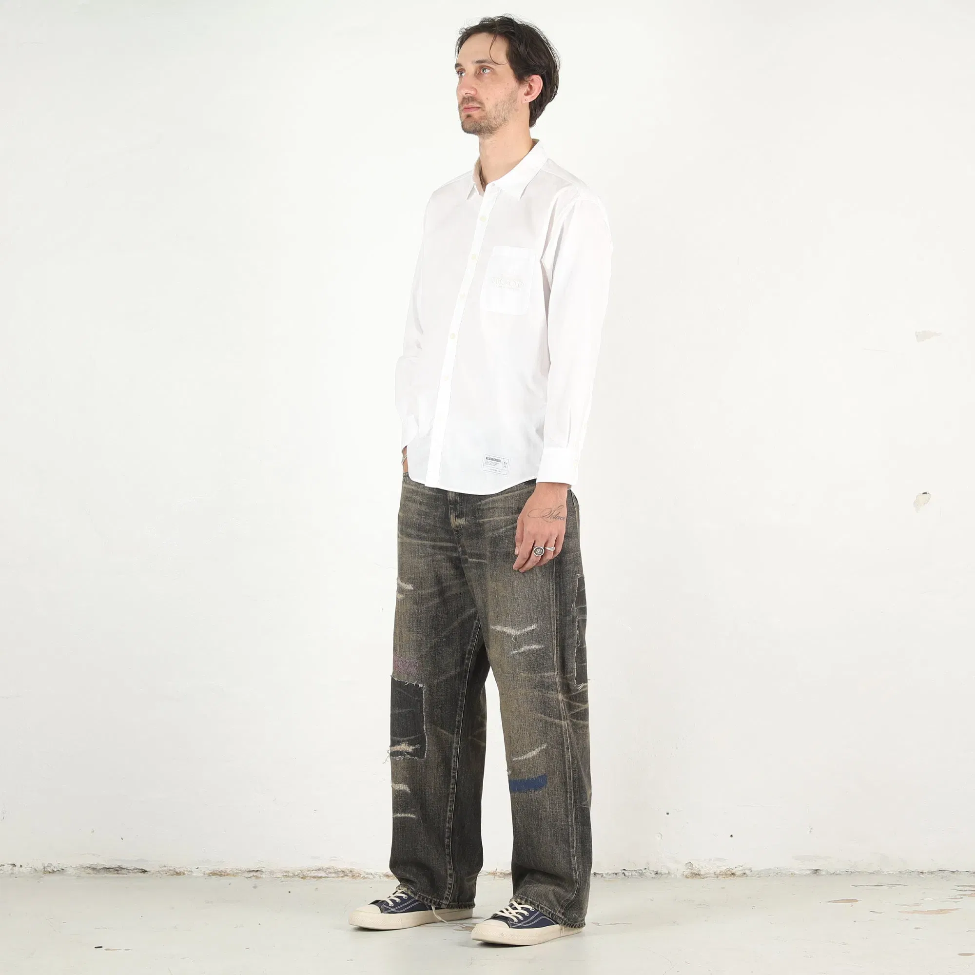 Neighborhood Savage Denim DP Wide Pants - Black