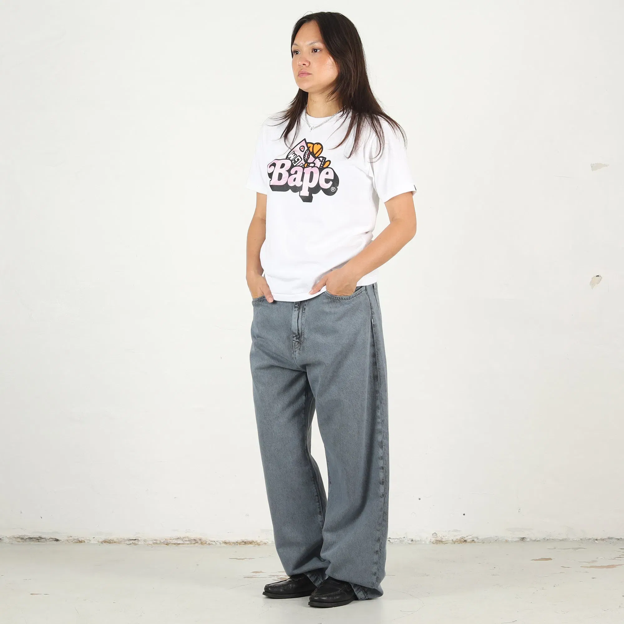BAPE W' Pastel Color Camo Shark Milo T-Shirt - White