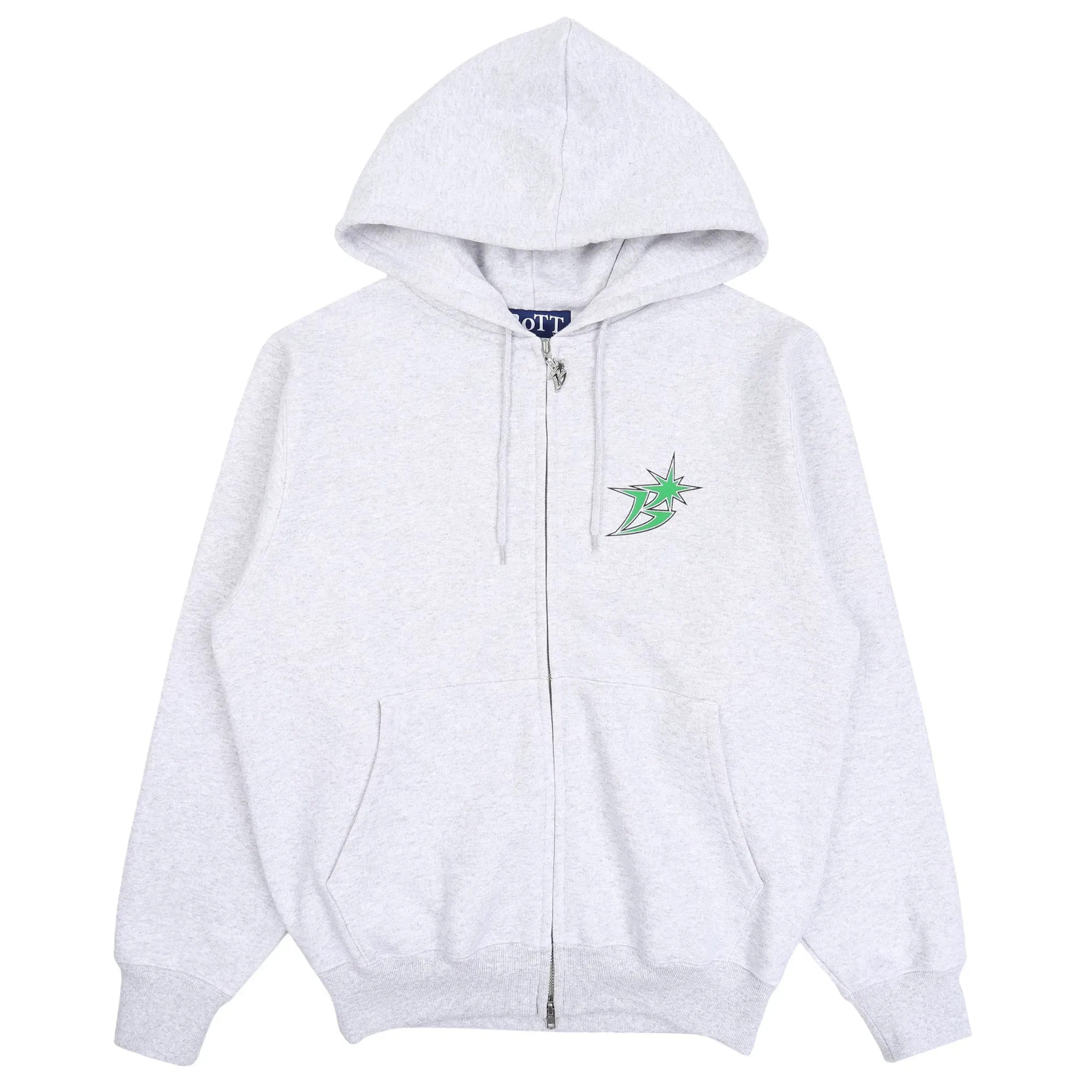 Bott B Logo Zip Hoodie - Ash/Green