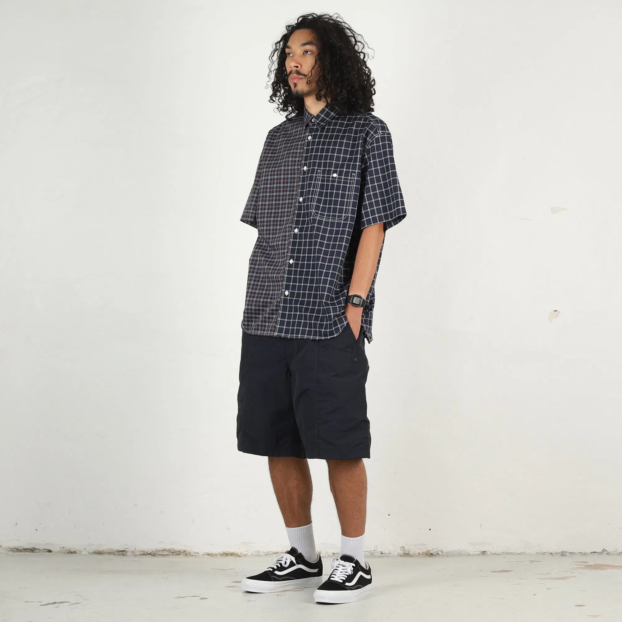 Cdg Homme Cotton Check Shirt - Navy/Black