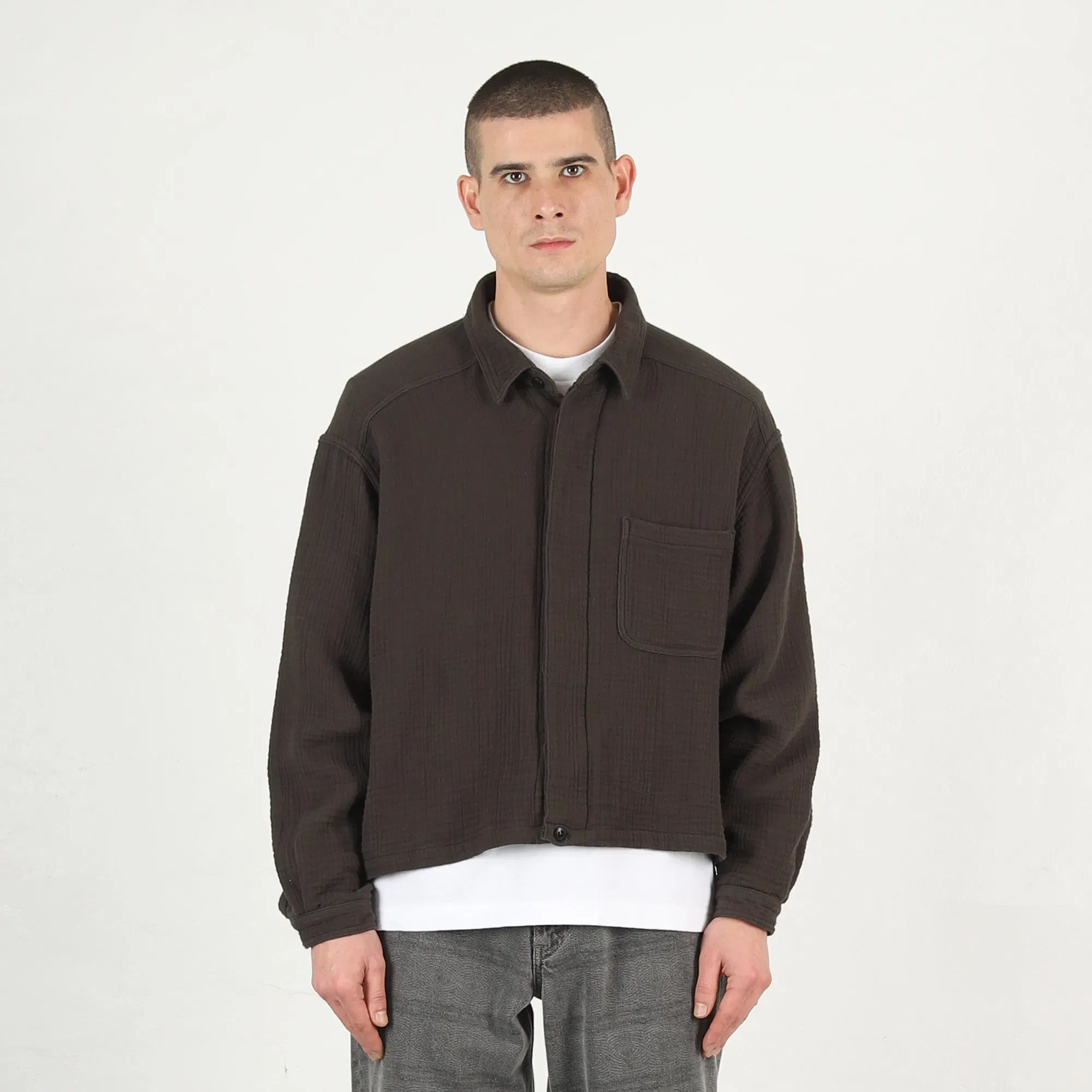Cav Empt Cotton Gauze Short Shirt Jacket - Charcoal
