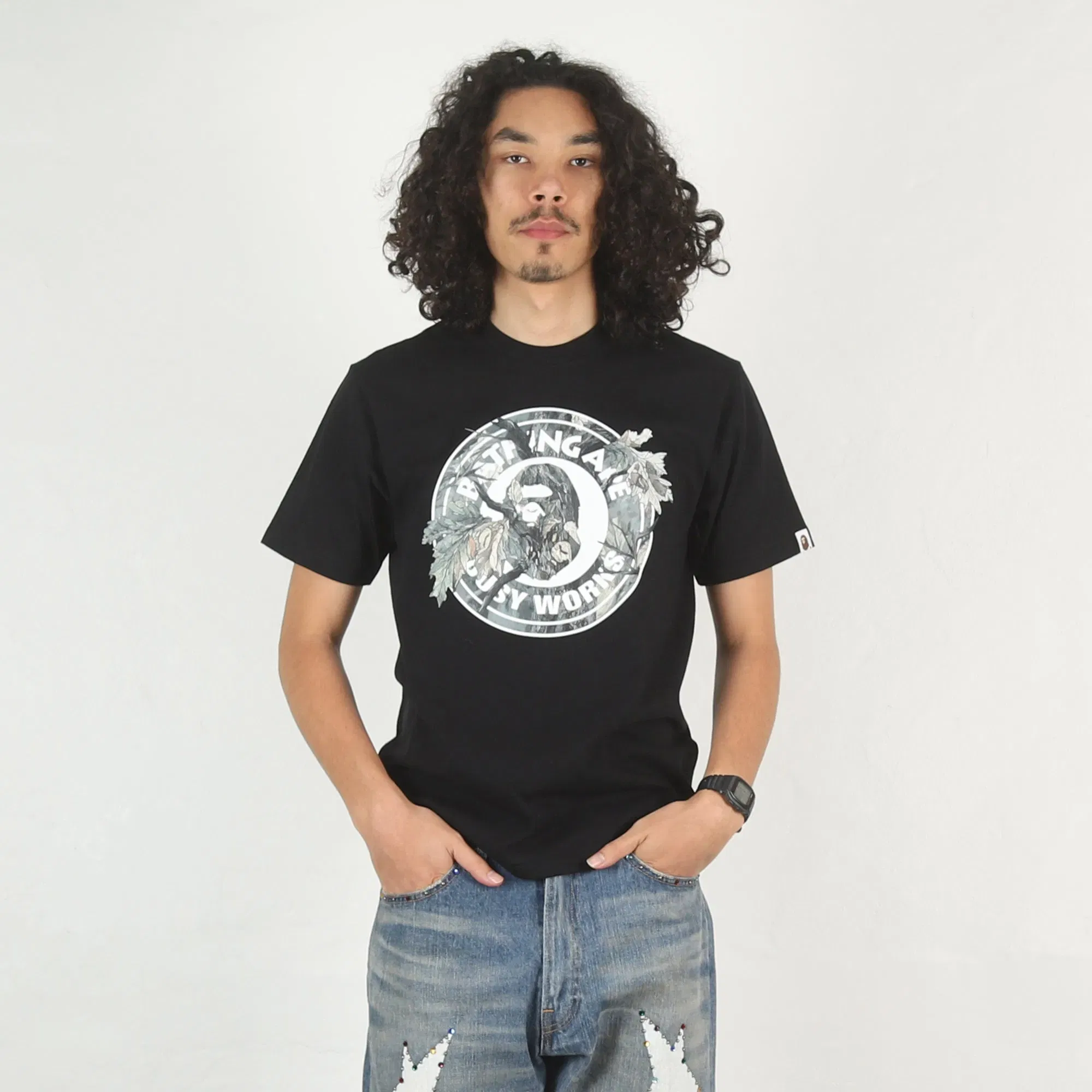BAPE Tree Edge Camo Busy Works T-Shirt - Black