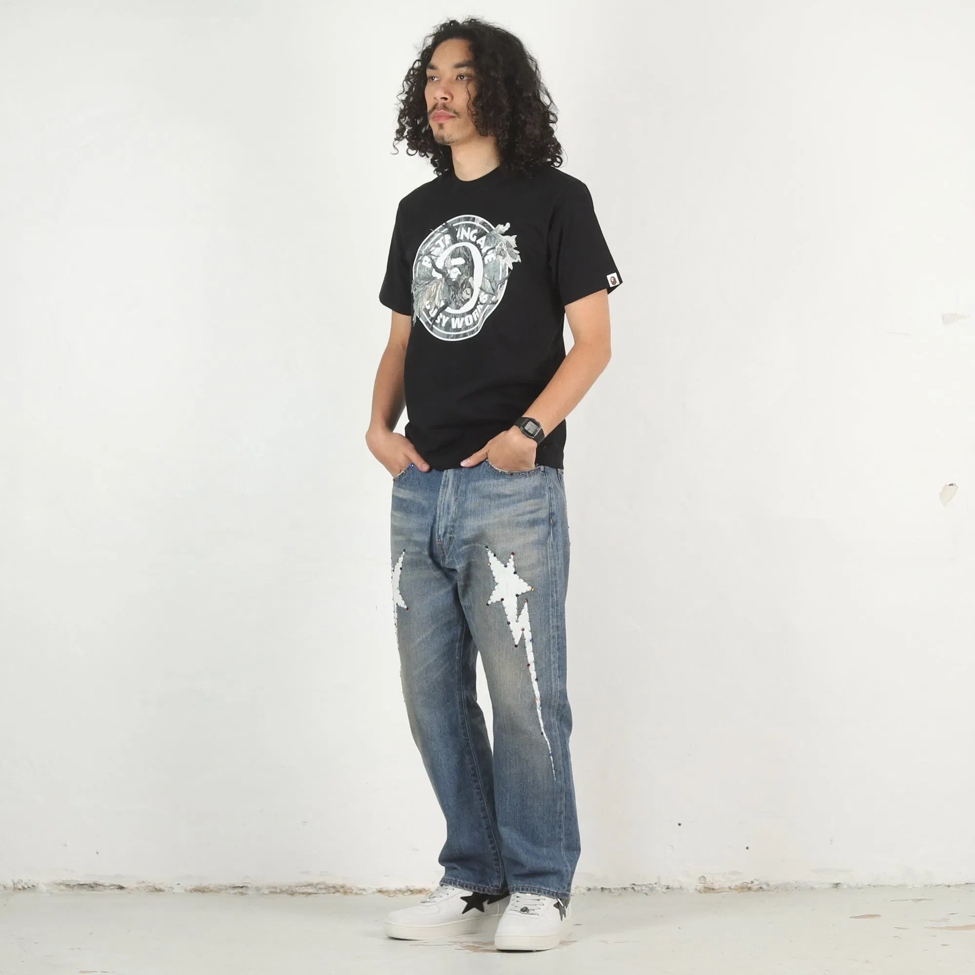 BAPE Tree Edge Camo Busy Works T-Shirt - Black