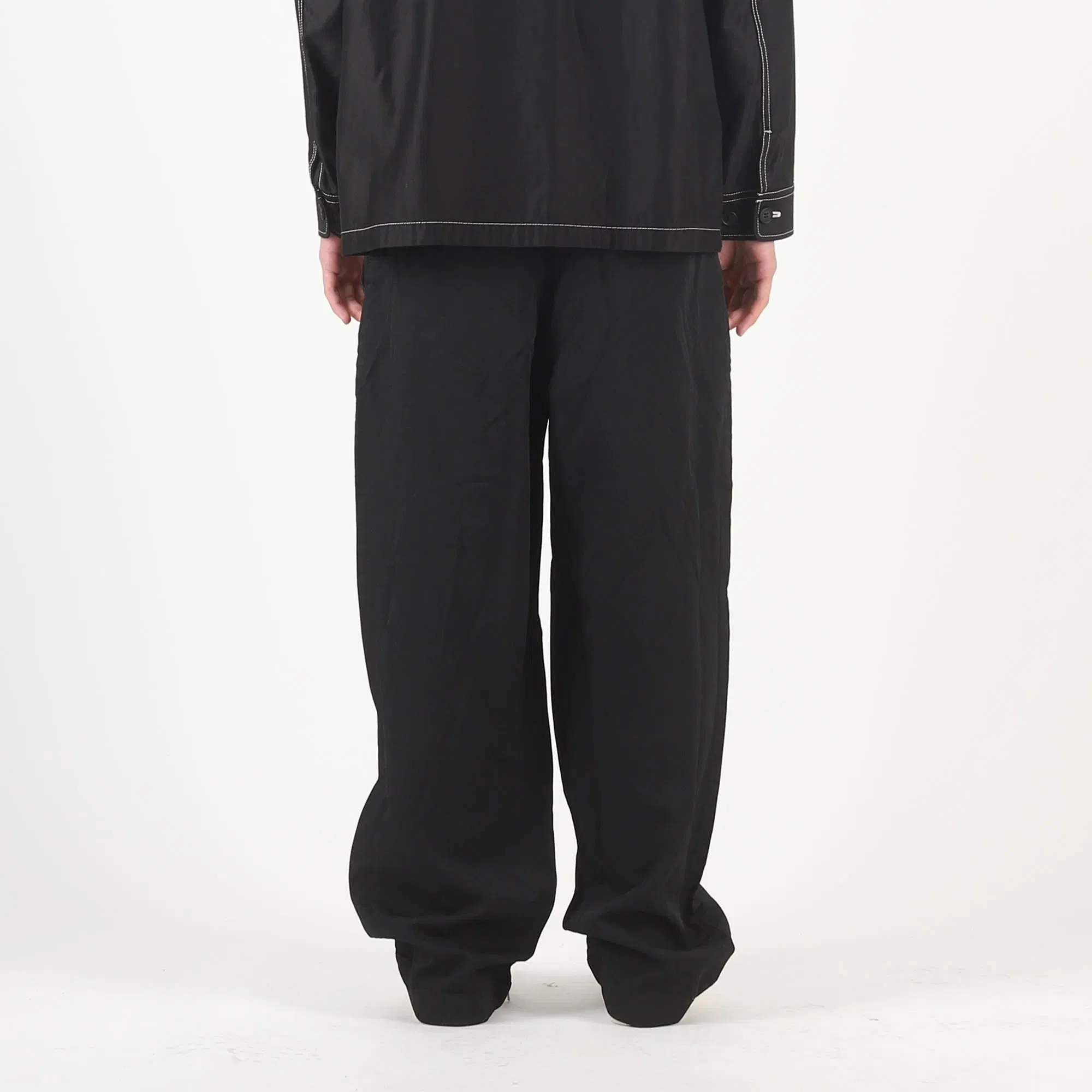 CDG HOMME Cotton Chino Cloth Garment Dyed Pants - Black