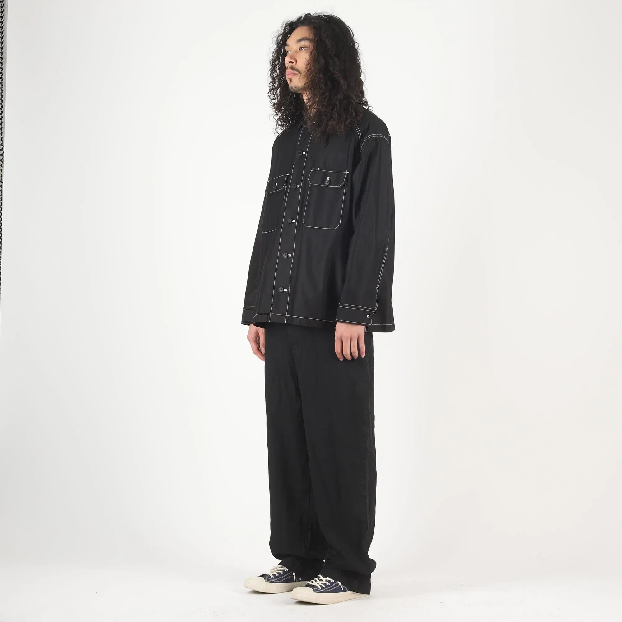 CDG HOMME Cotton Chino Cloth Garment Dyed Pants - Black