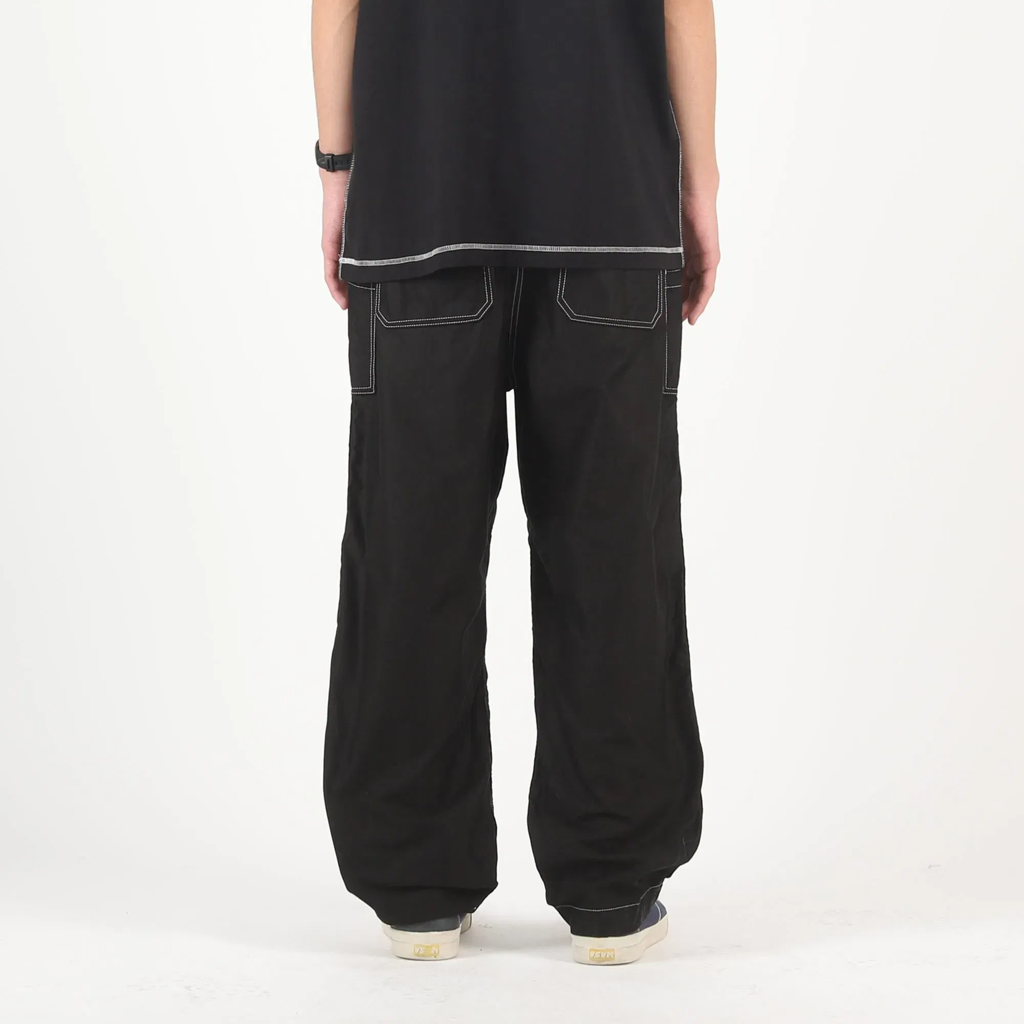 CDG HOMME Cotton Satin Garment Treated Pants - Black