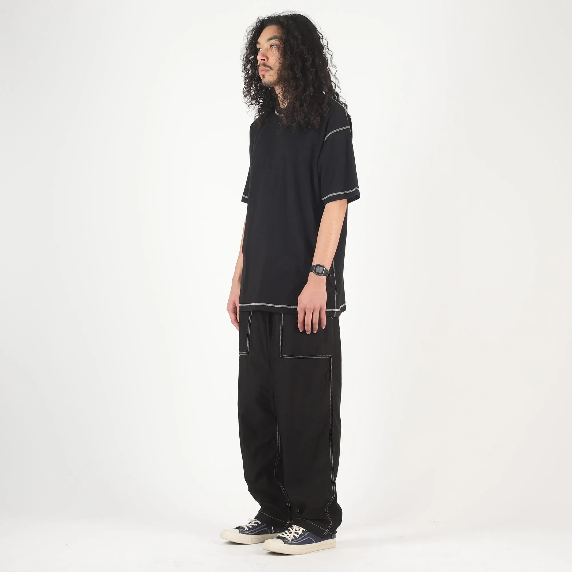 CDG HOMME Cotton Satin Garment Treated Pants - Black