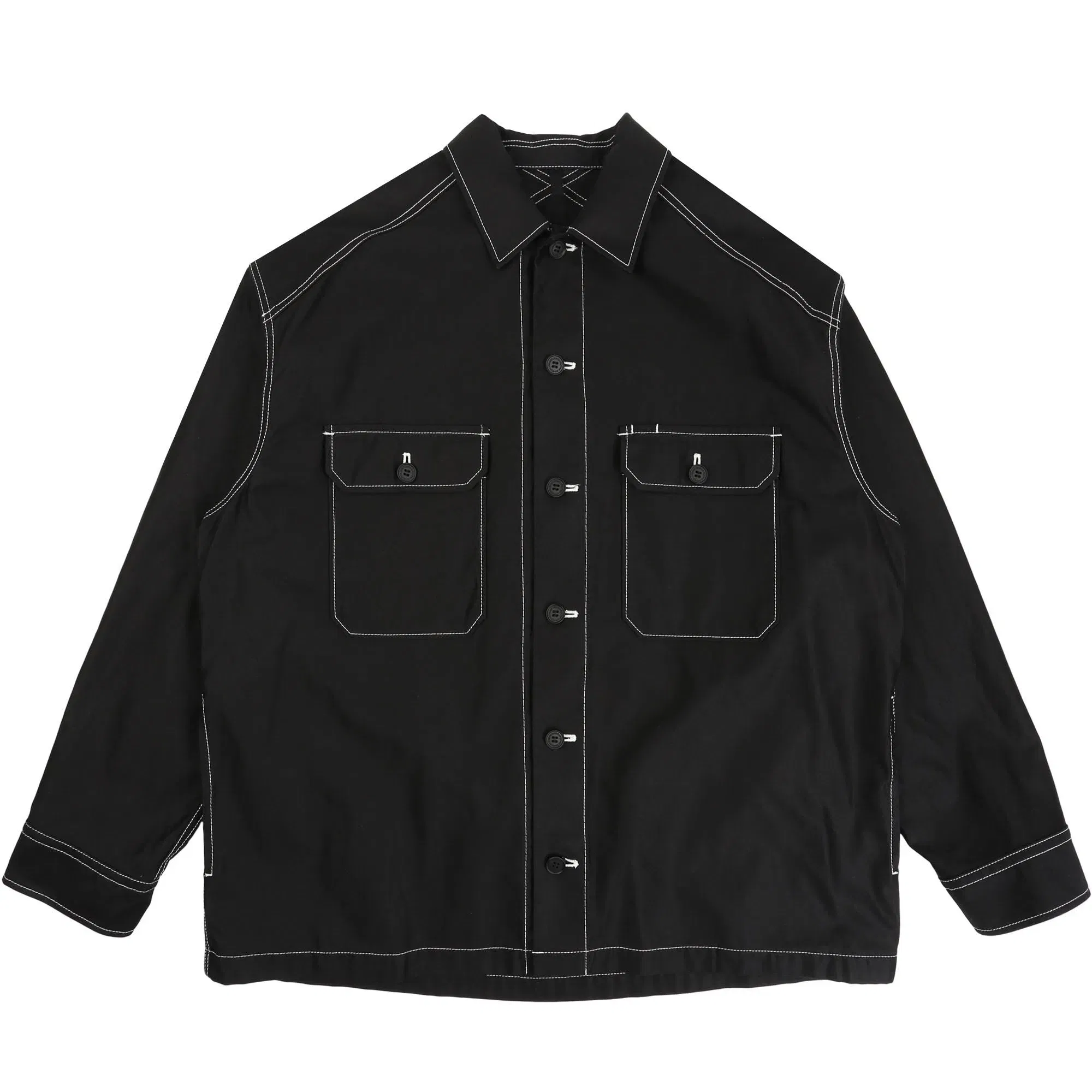 CDG HOMME Cotton Satin Garment Dyed Jacket - Black
