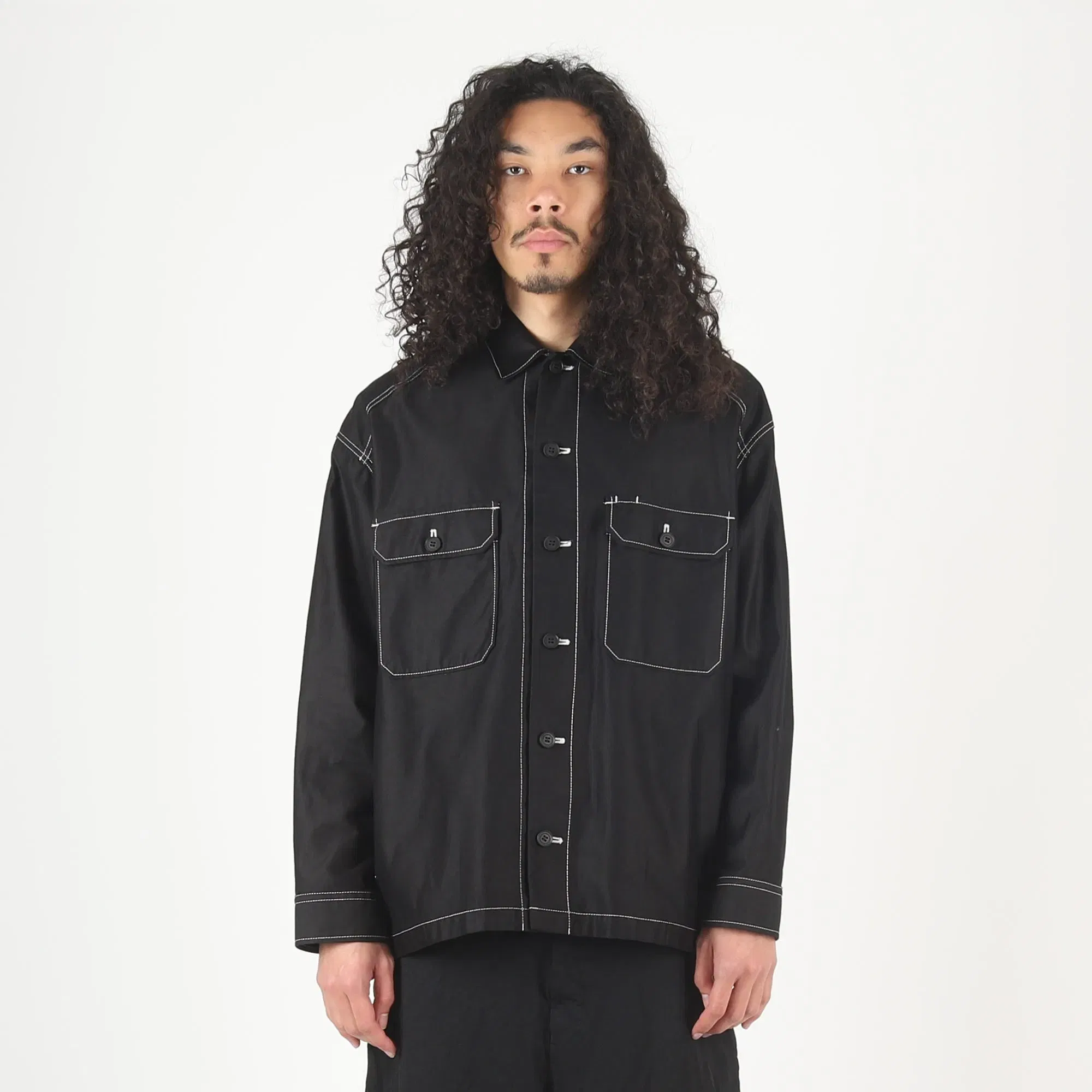 CDG HOMME Cotton Satin Garment Dyed Jacket - Black