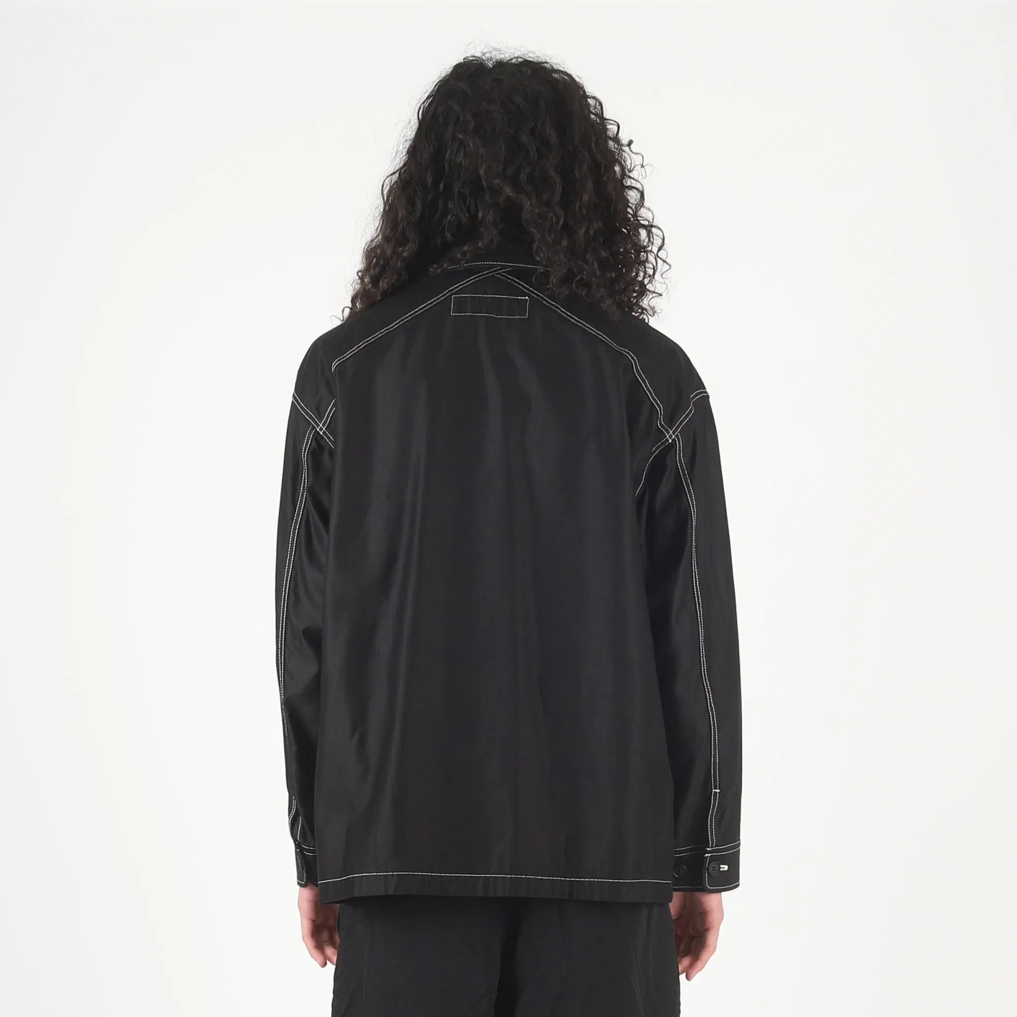 CDG HOMME Cotton Satin Garment Dyed Jacket - Black