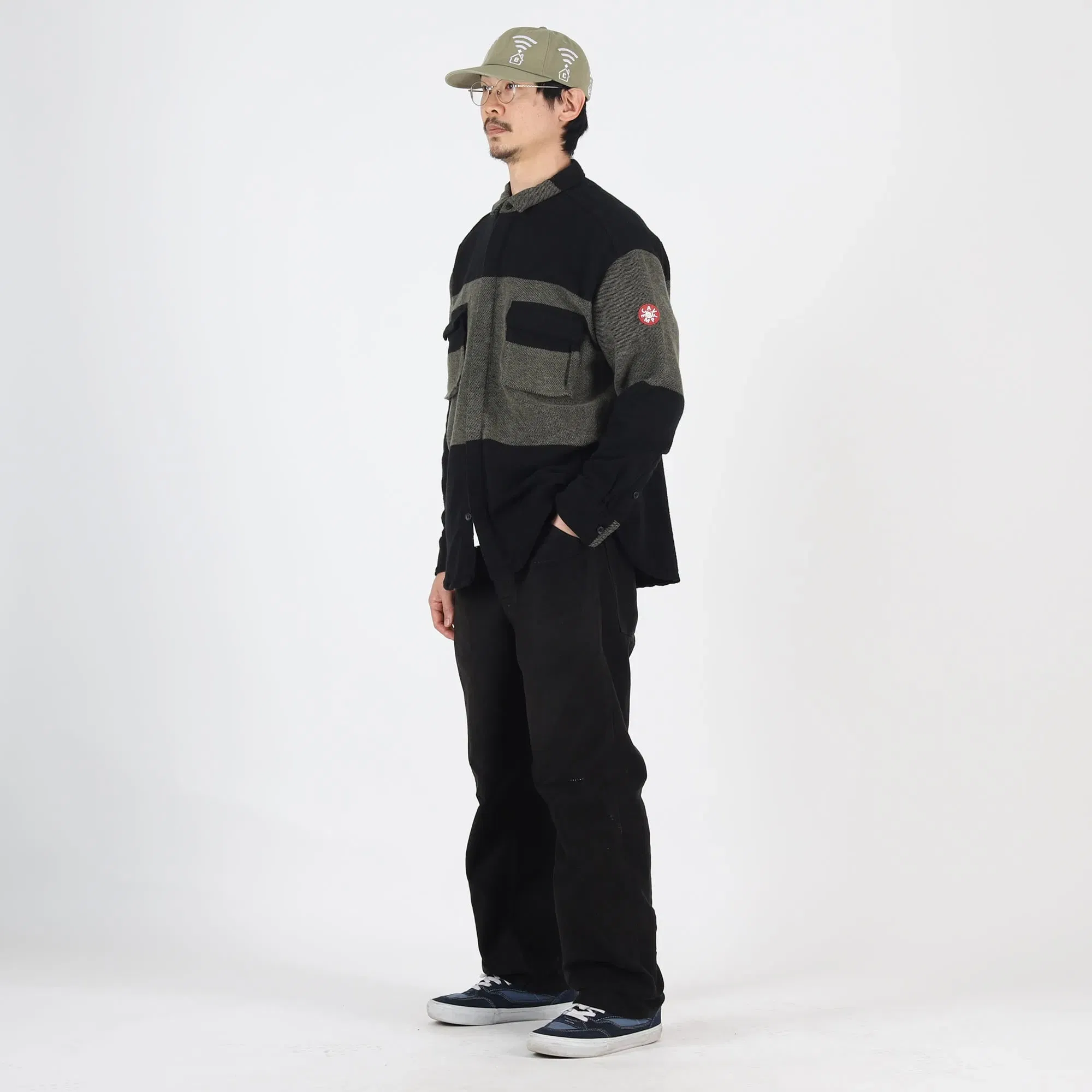 Cav Empt Stripe Flannel Big Shirt - Khaki