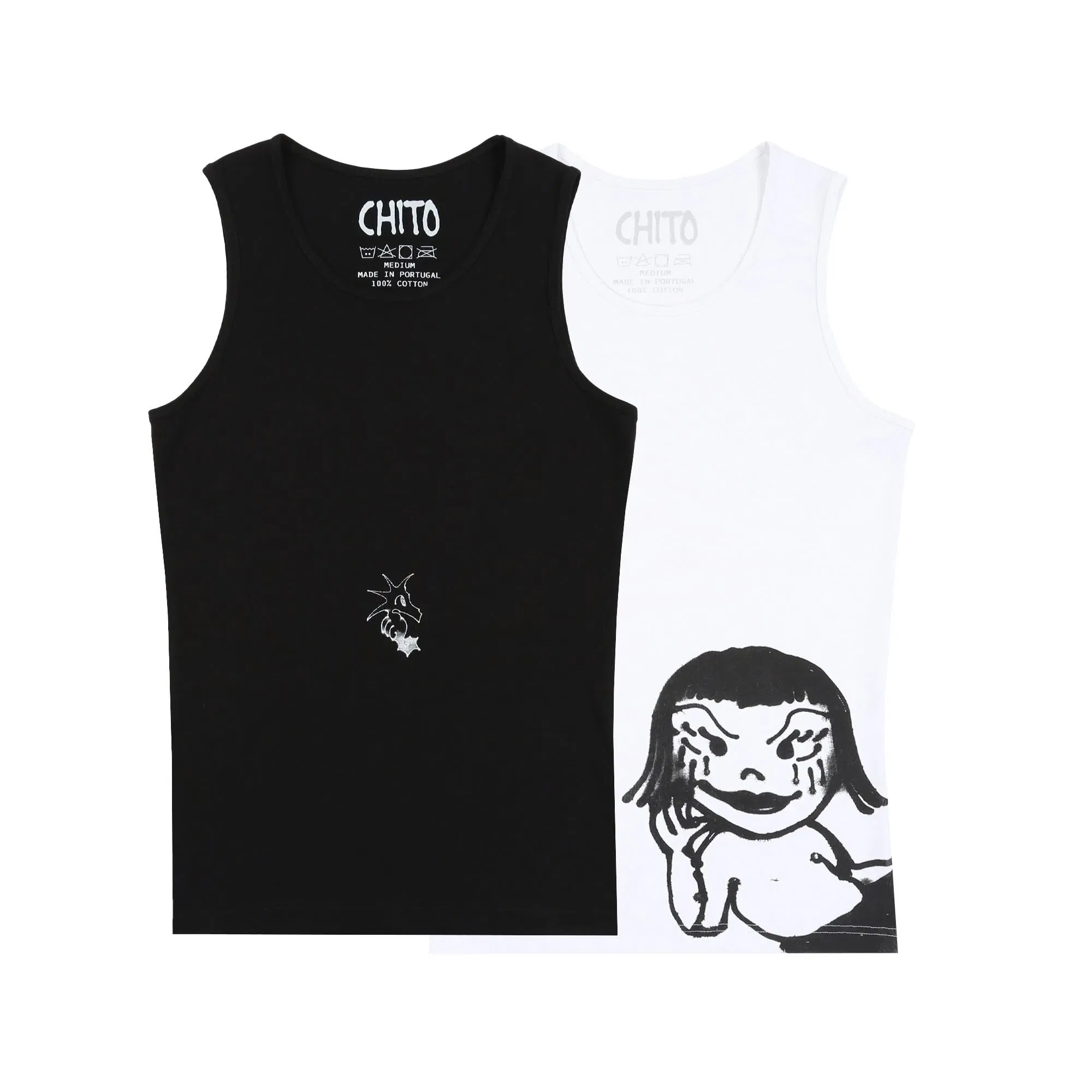CHITO Ribbed Tank Top 2-Pack - White/Black