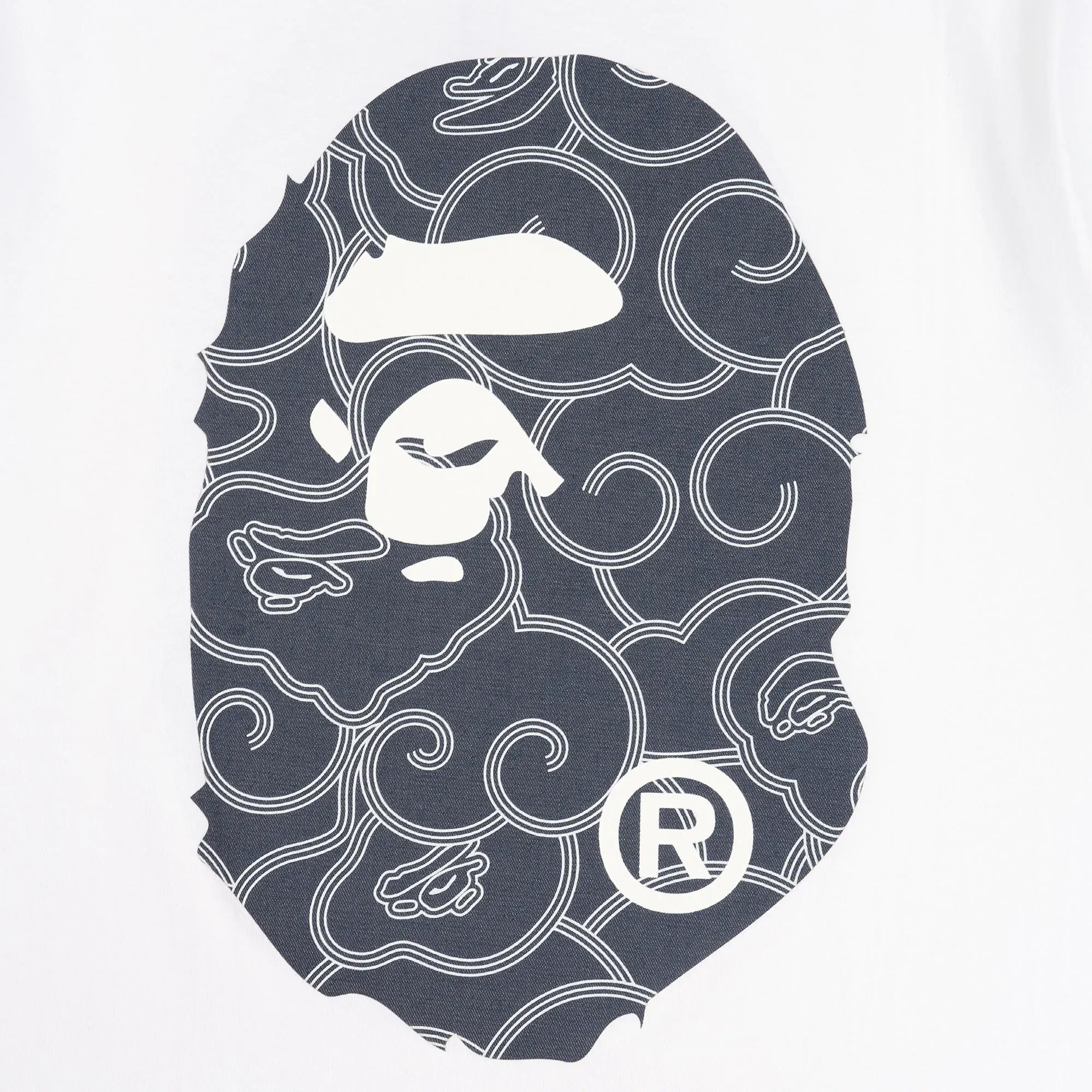 BAPE Japanese Cloud Camo Big Ape Head T-Shirt - White