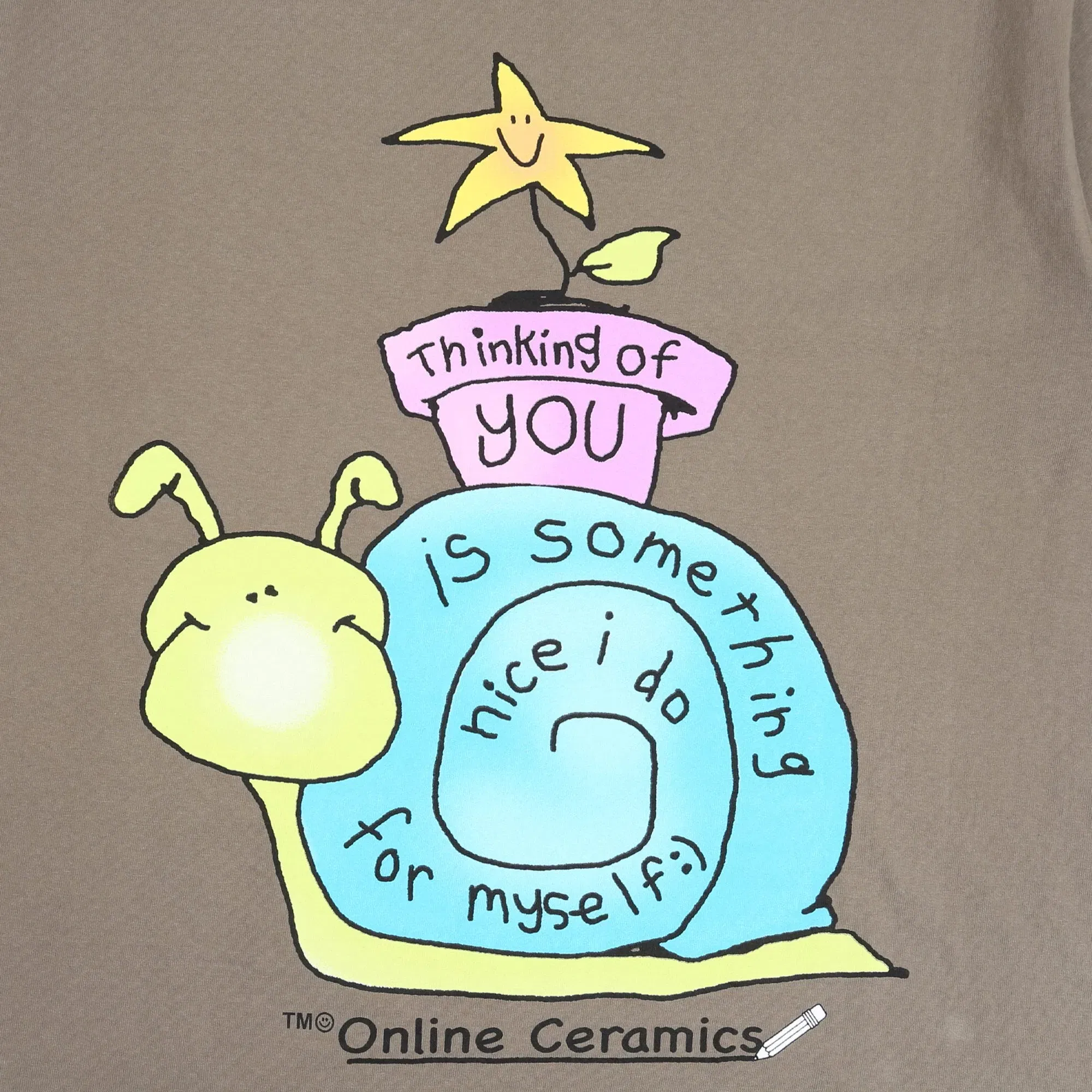Online Ceramics Thinking of You T-Shirt - Brown