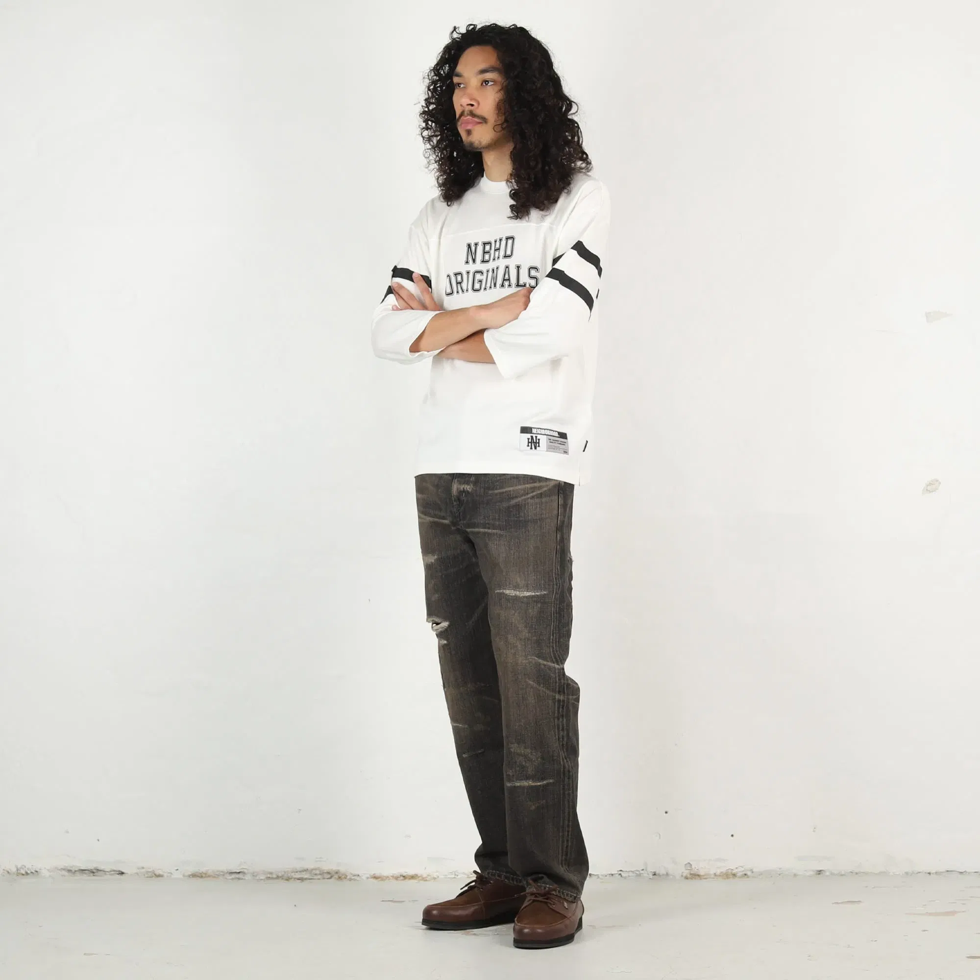 Neighborhood Football LS Shirt - White