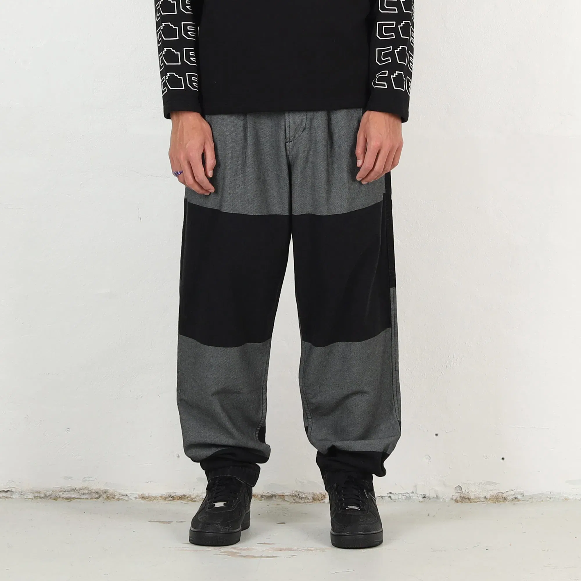 Cav Empt Overdye Stripe Two Tuck Pants - Grey