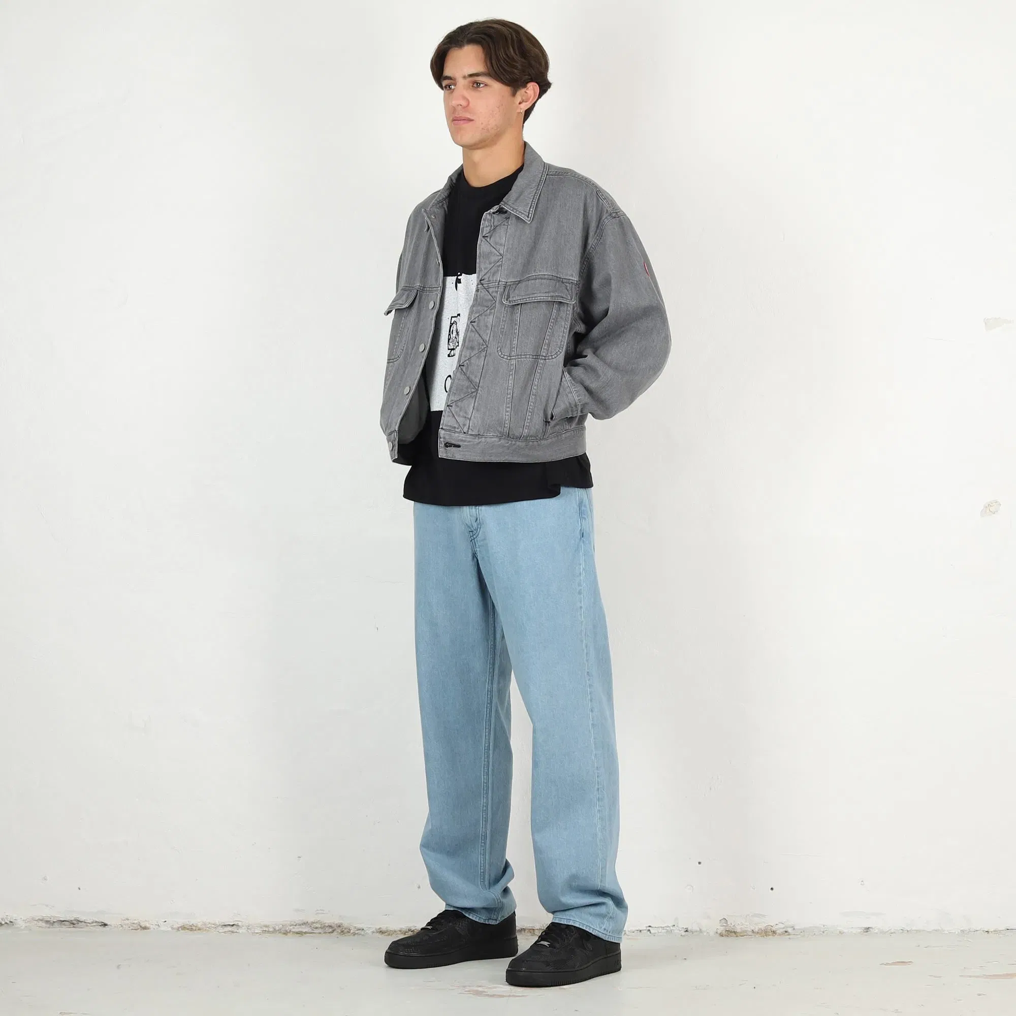 Cav Empt Washed Denim Trucker Jacket - Grey