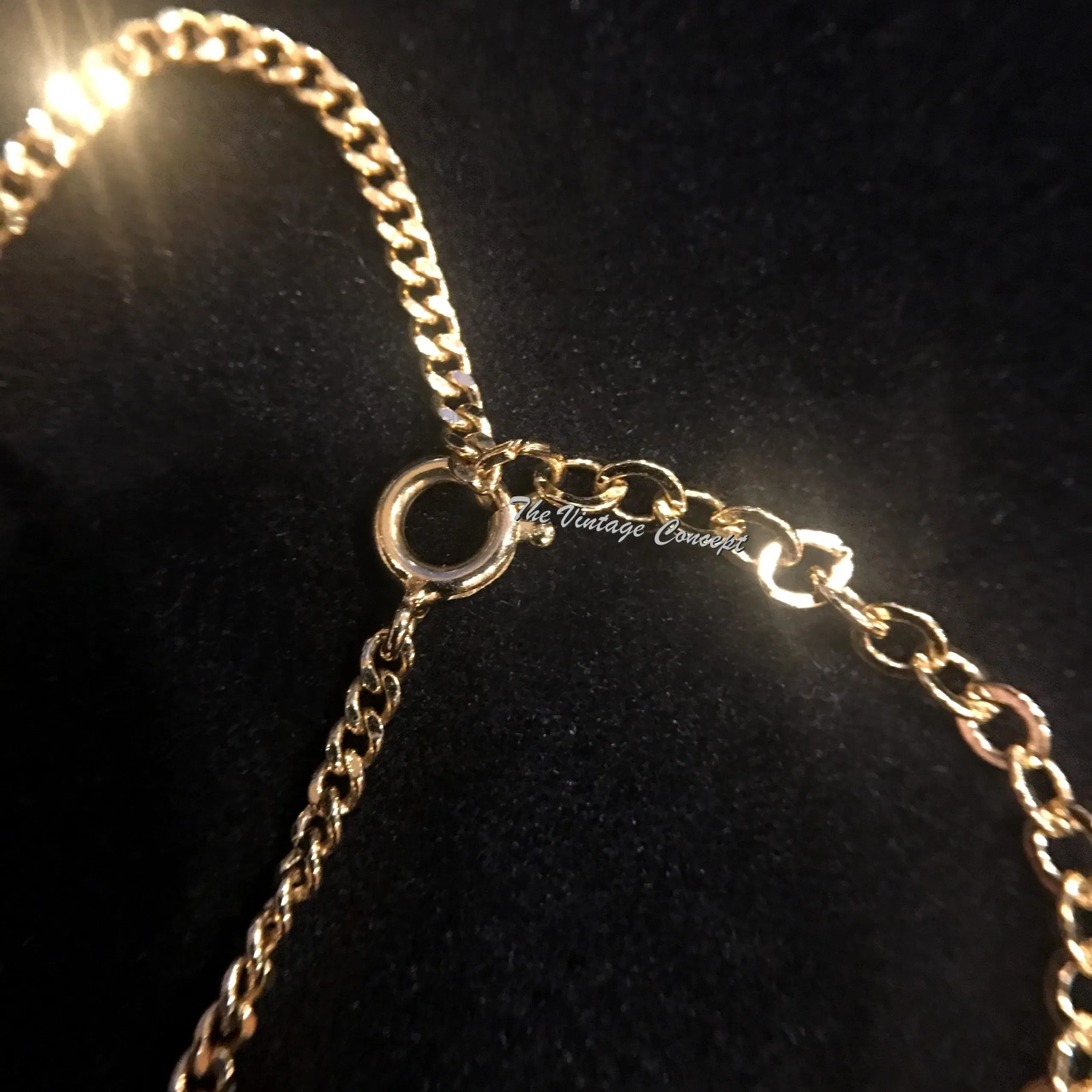 Dior Gold Tone "CD" Diamond Shape w/ Rhinestones necklace