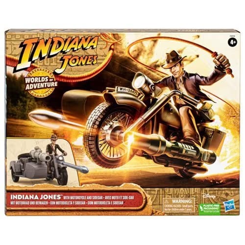 Hasbro Indiana Jones Worlds of Adventure Indiana Jones with Motorcycle and Sidecar Action Figure Set