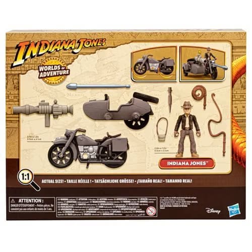 Hasbro Indiana Jones Worlds of Adventure Indiana Jones with Motorcycle and Sidecar Action Figure Set