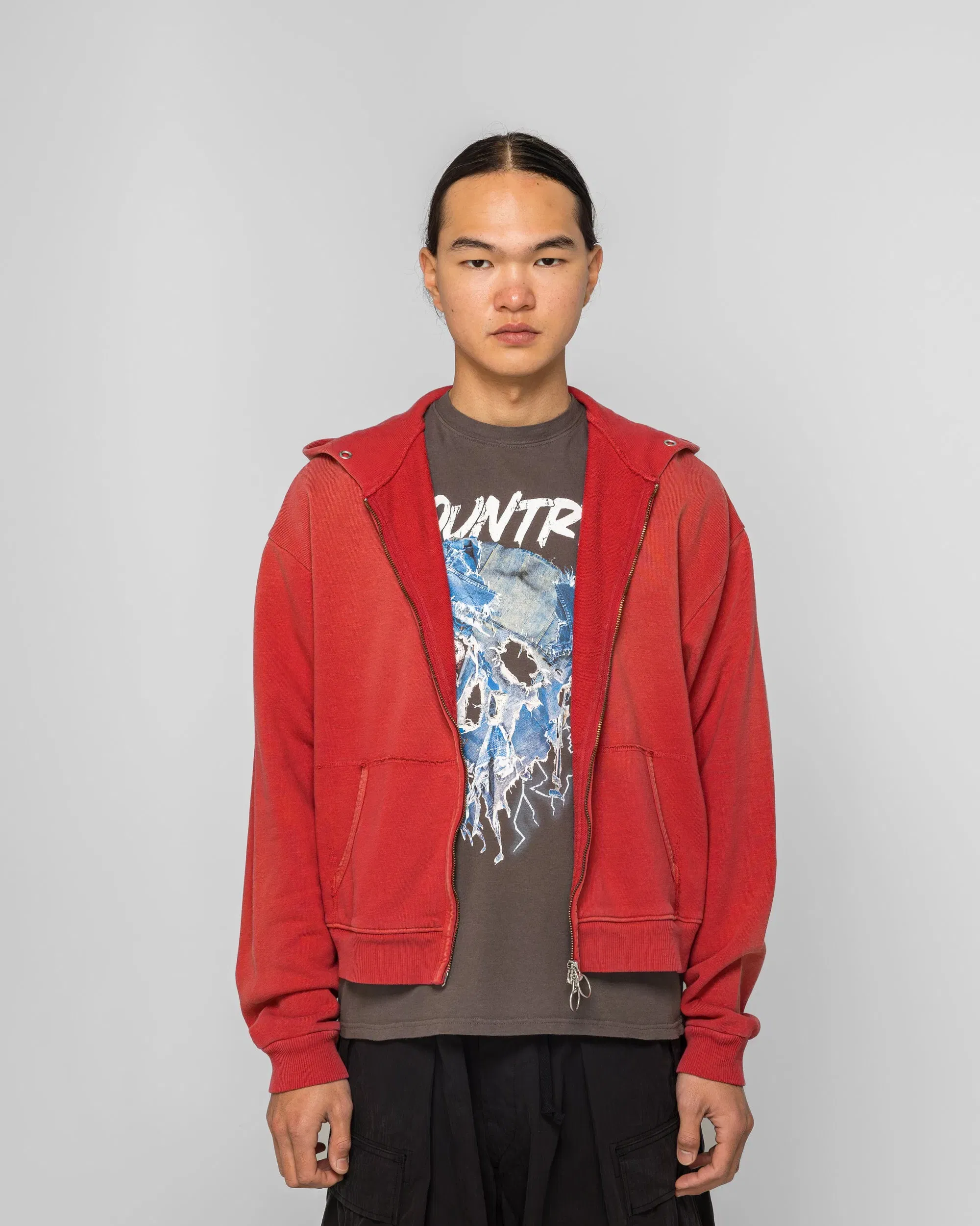 KAPITAL SWT Knit ZIP-UP GYM Parka - Red