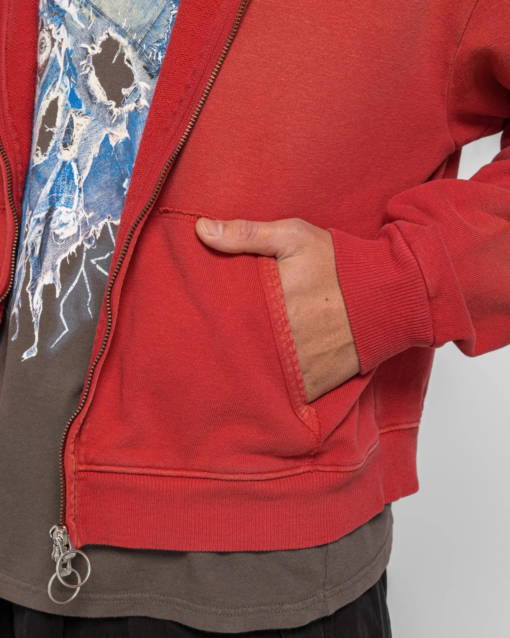 KAPITAL SWT Knit ZIP-UP GYM Parka - Red